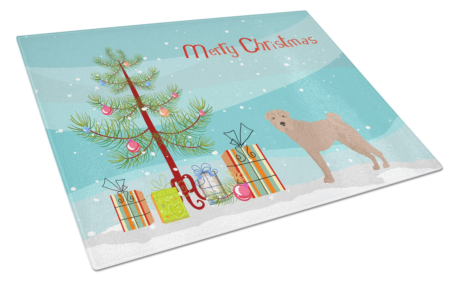 Shar Pei Christmas Tree Glass Cutting Board Large CK3485LCB by Caroline's Treasures