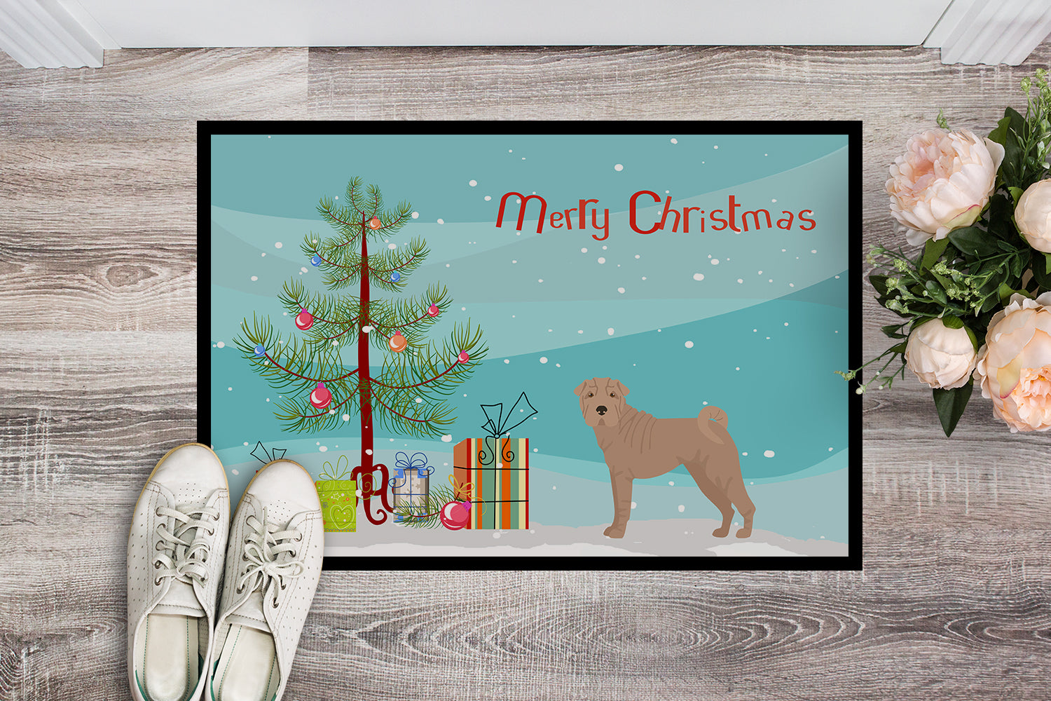 Shar Pei Christmas Tree Indoor or Outdoor Mat 18x27 CK3485MAT - the-store.com