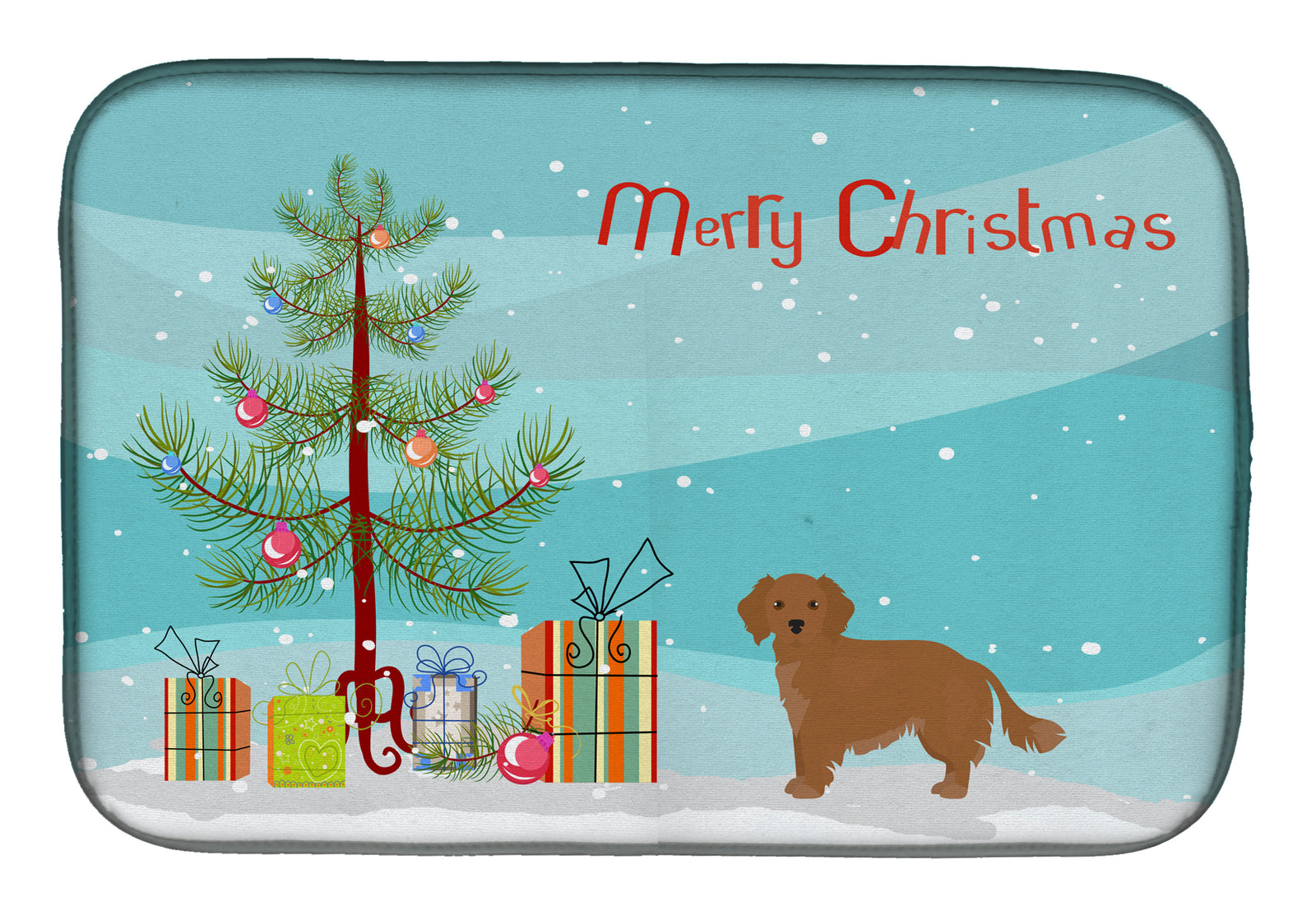 Small Greek Domestic Dog Kokoni Christmas Tree Dish Drying Mat CK3486DDM  the-store.com.