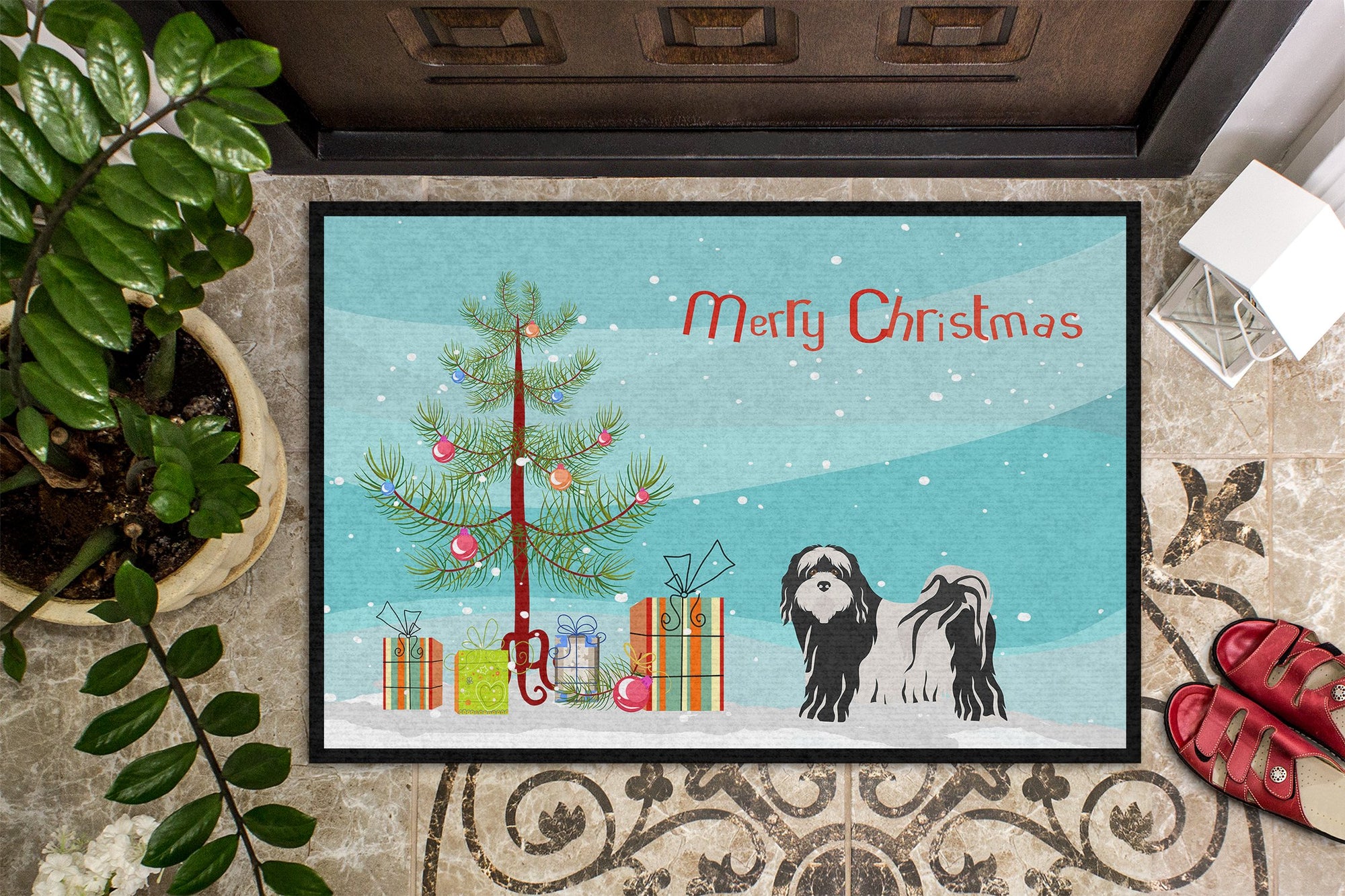 Tibetan Terrier Christmas Tree Indoor or Outdoor Mat 24x36 CK3489JMAT by Caroline's Treasures