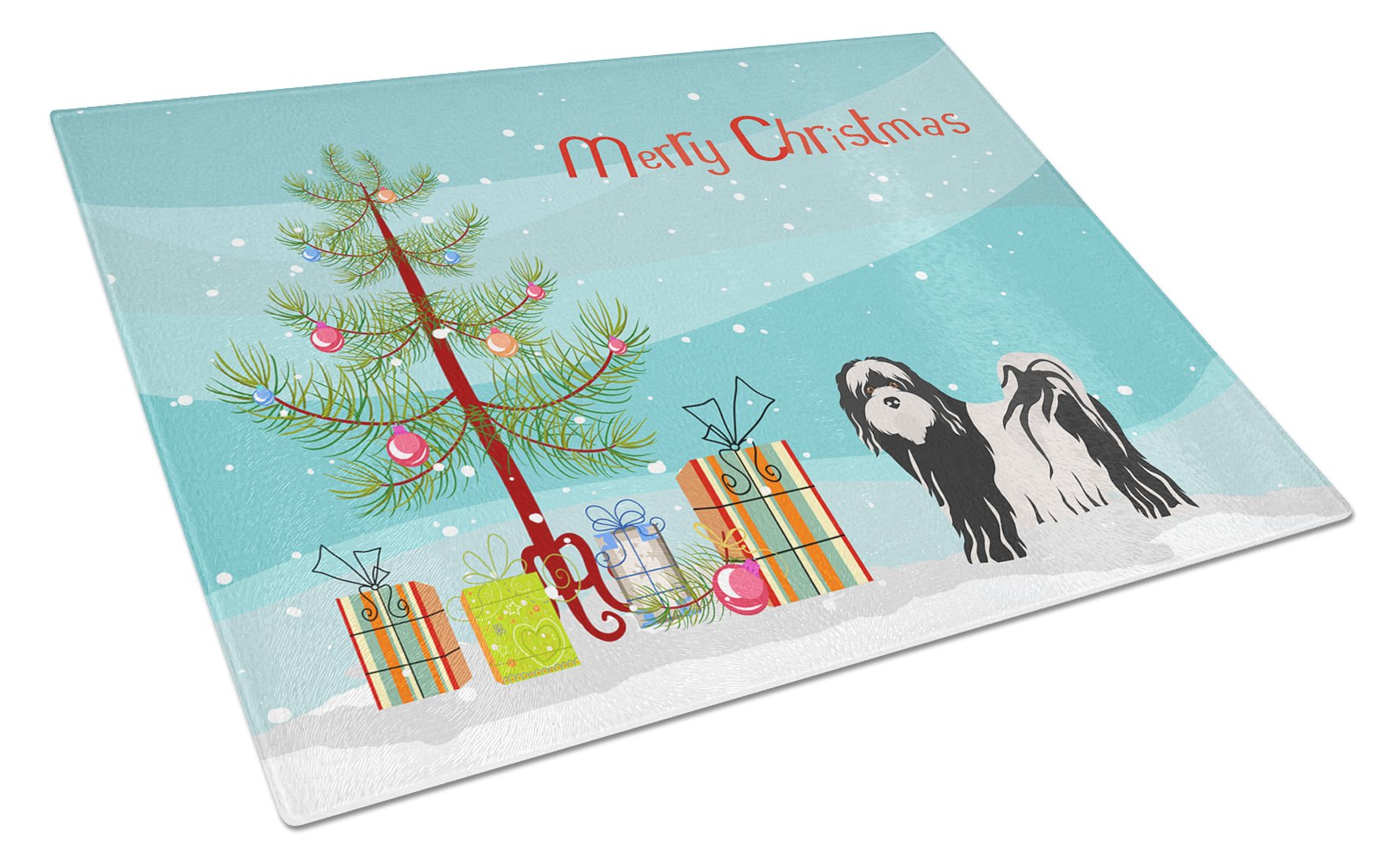 Tibetan Terrier Christmas Tree Glass Cutting Board Large CK3489LCB by Caroline's Treasures