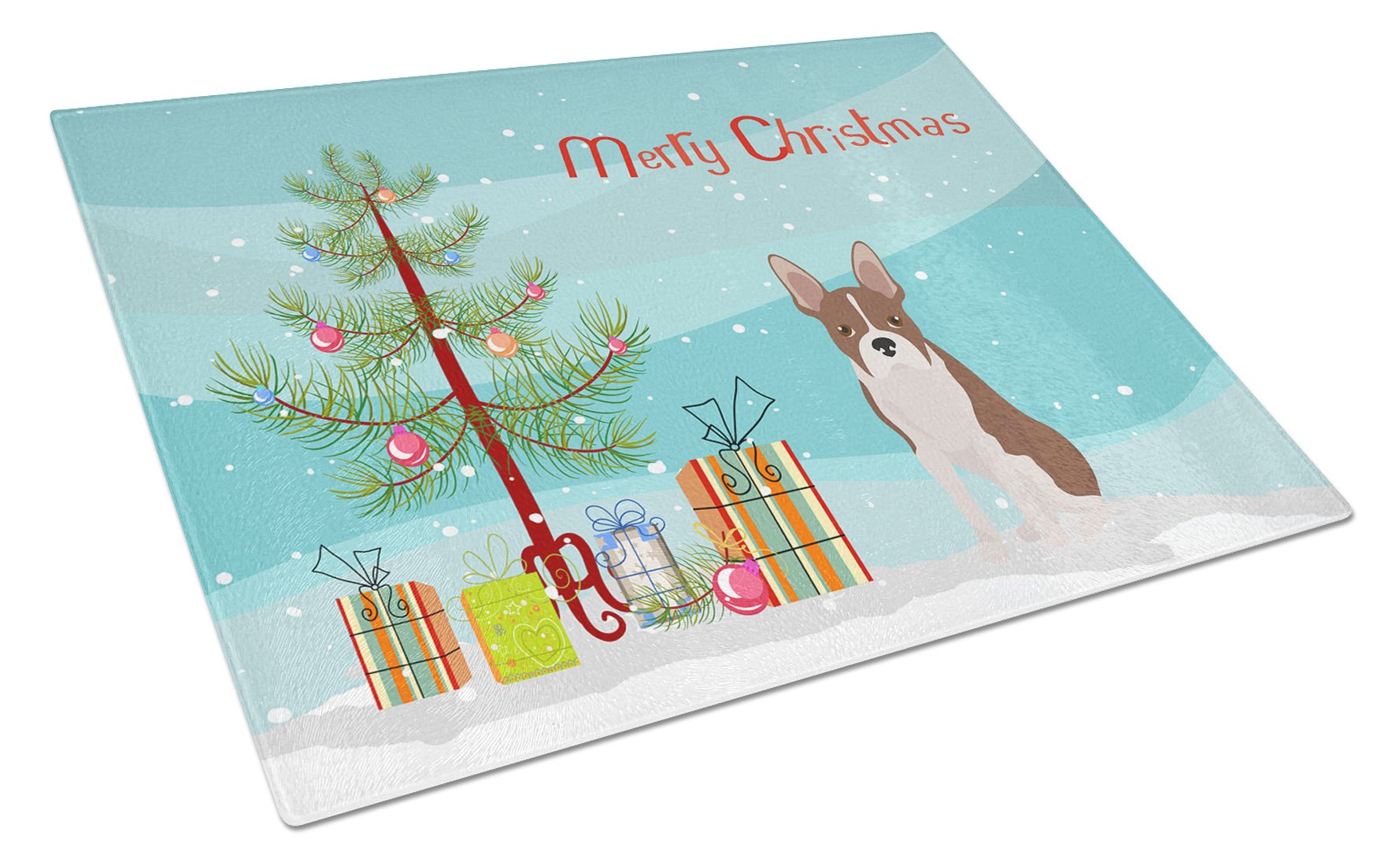 Boston Terrier Christmas Tree Glass Cutting Board Large CK3493LCB by Caroline's Treasures