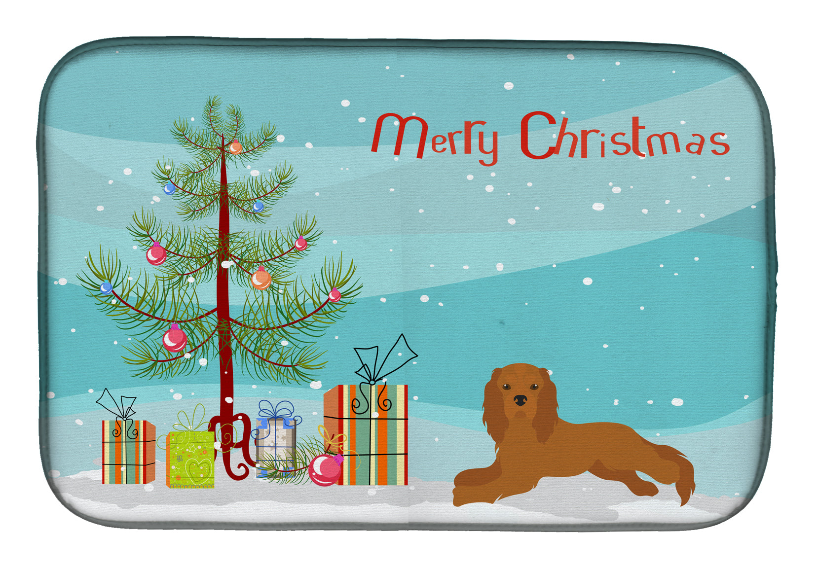 Ruby Cavalier King Charles Spaniel Christmas Tree Dish Drying Mat CK3495DDM  the-store.com.