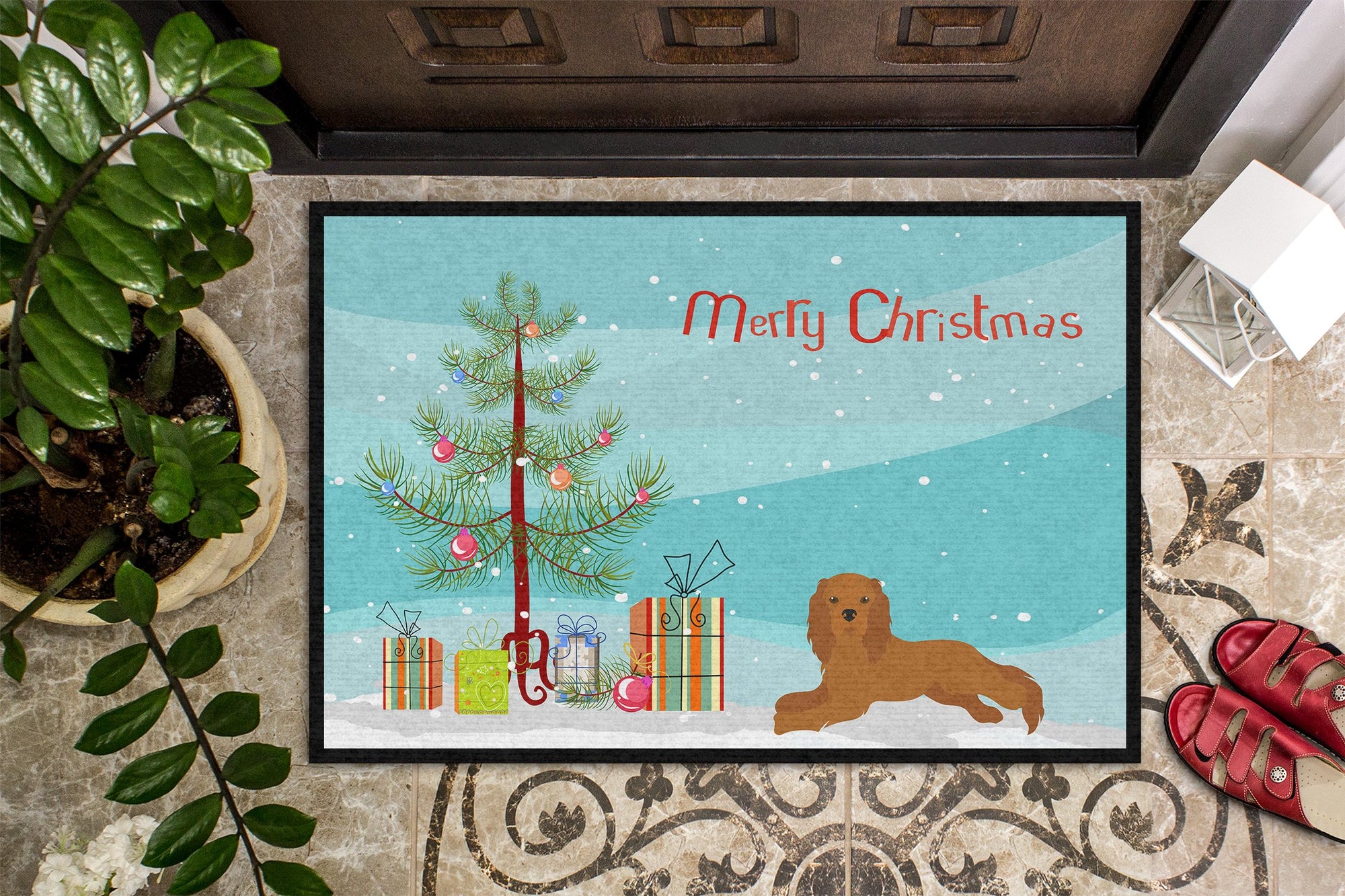 Ruby Cavalier King Charles Spaniel Christmas Tree Indoor or Outdoor Mat 24x36 CK3495JMAT by Caroline's Treasures