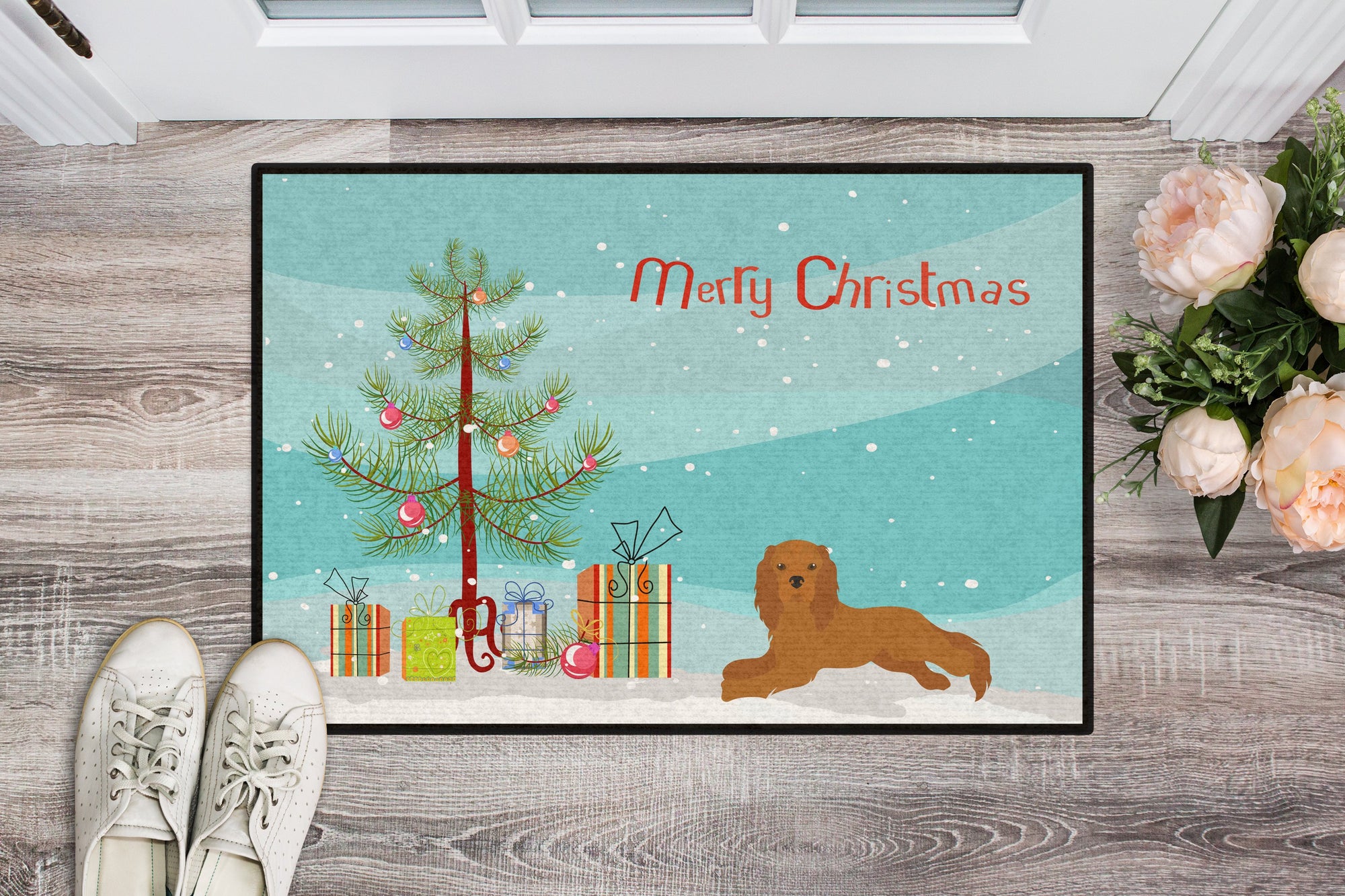 Ruby Cavalier King Charles Spaniel Christmas Tree Indoor or Outdoor Mat 24x36 CK3495JMAT by Caroline's Treasures