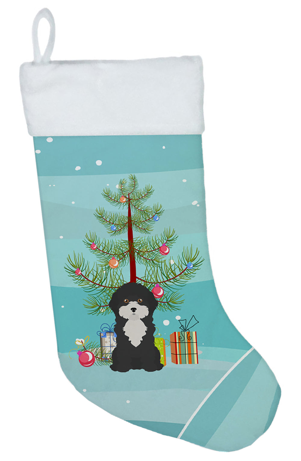 Black and White Cyprus Poodle Christmas Tree Christmas Stocking CK3497CS  the-store.com.