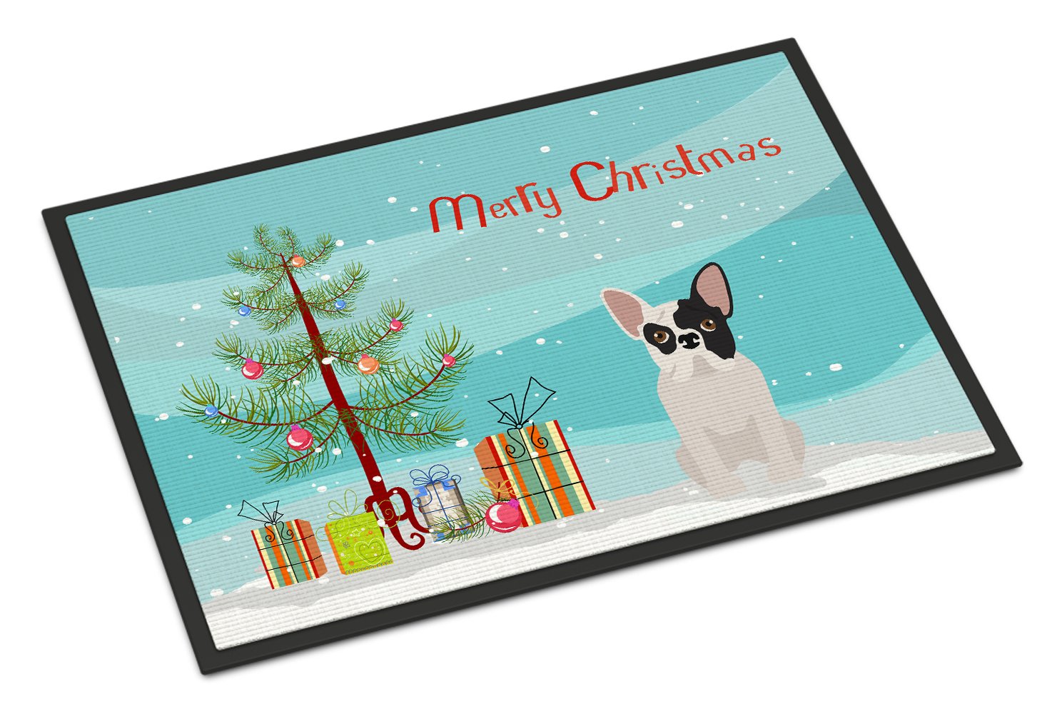 Black and White French Bulldog Christmas Tree Indoor or Outdoor Mat 24x36 CK3500JMAT by Caroline's Treasures