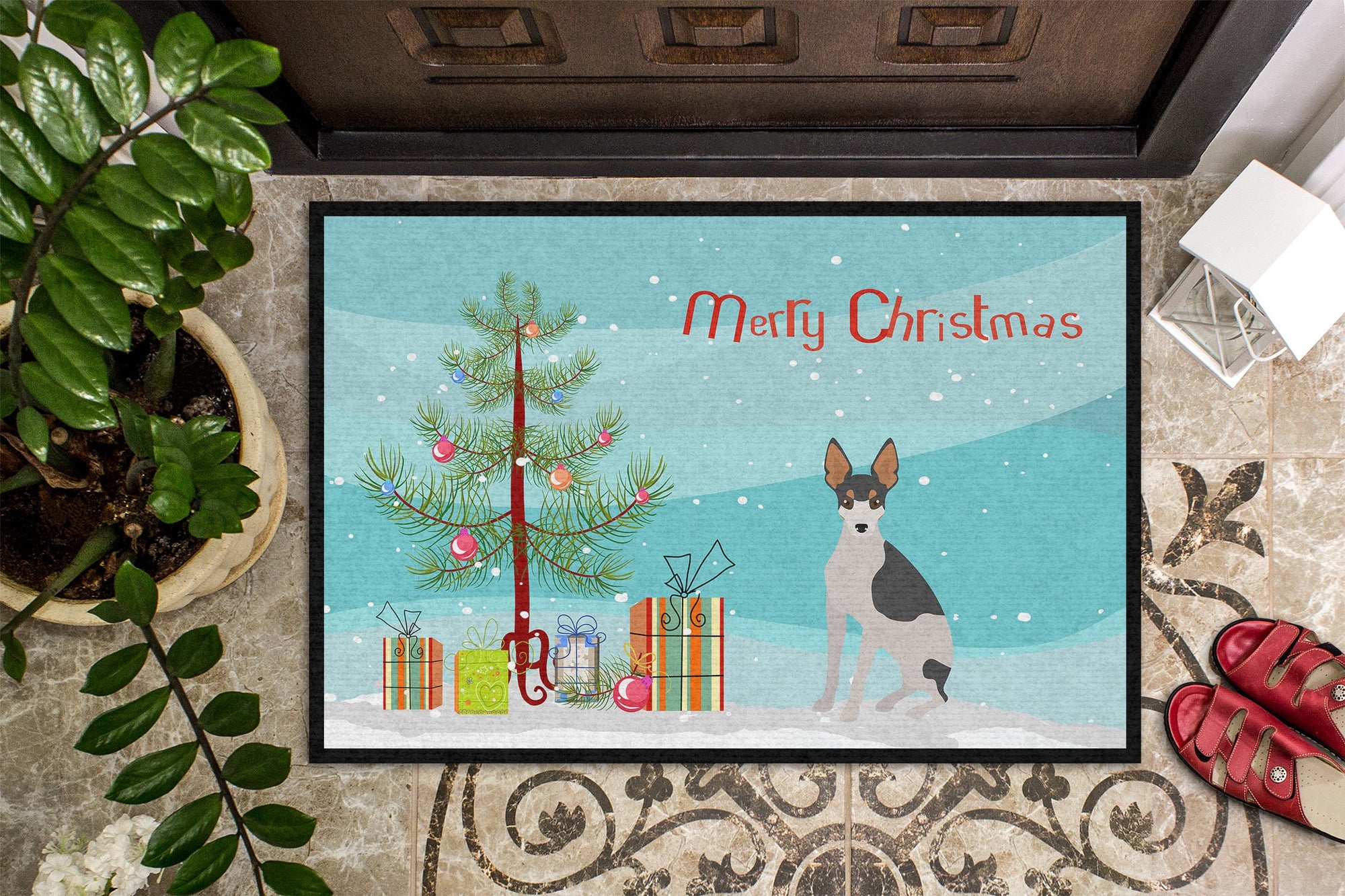 Miniature Fox Terrier #2 Christmas Tree Indoor or Outdoor Mat 24x36 CK3502JMAT by Caroline's Treasures