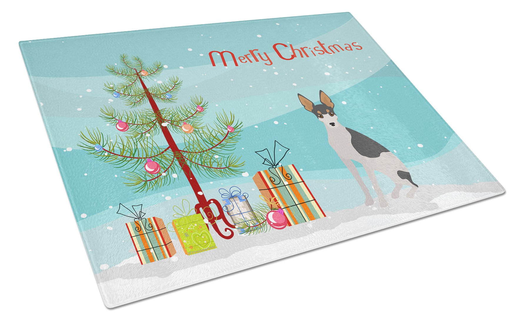 Miniature Fox Terrier #2 Christmas Tree Glass Cutting Board Large CK3502LCB by Caroline's Treasures