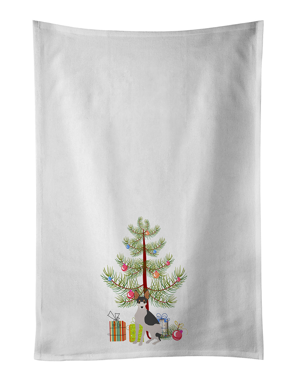 Buy this Miniature Fox Terrier #2 Christmas Tree White Kitchen Towel Set of 2