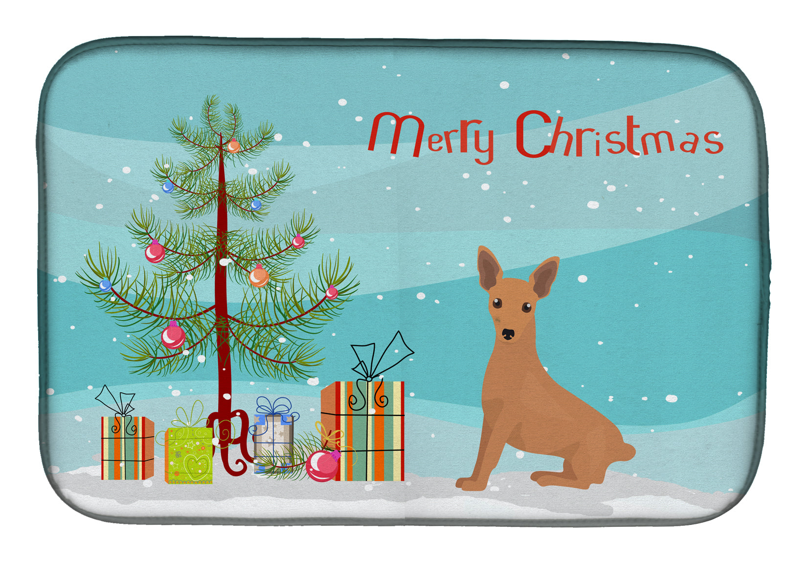 Miniature Pinscher Christmas Tree Dish Drying Mat CK3503DDM  the-store.com.