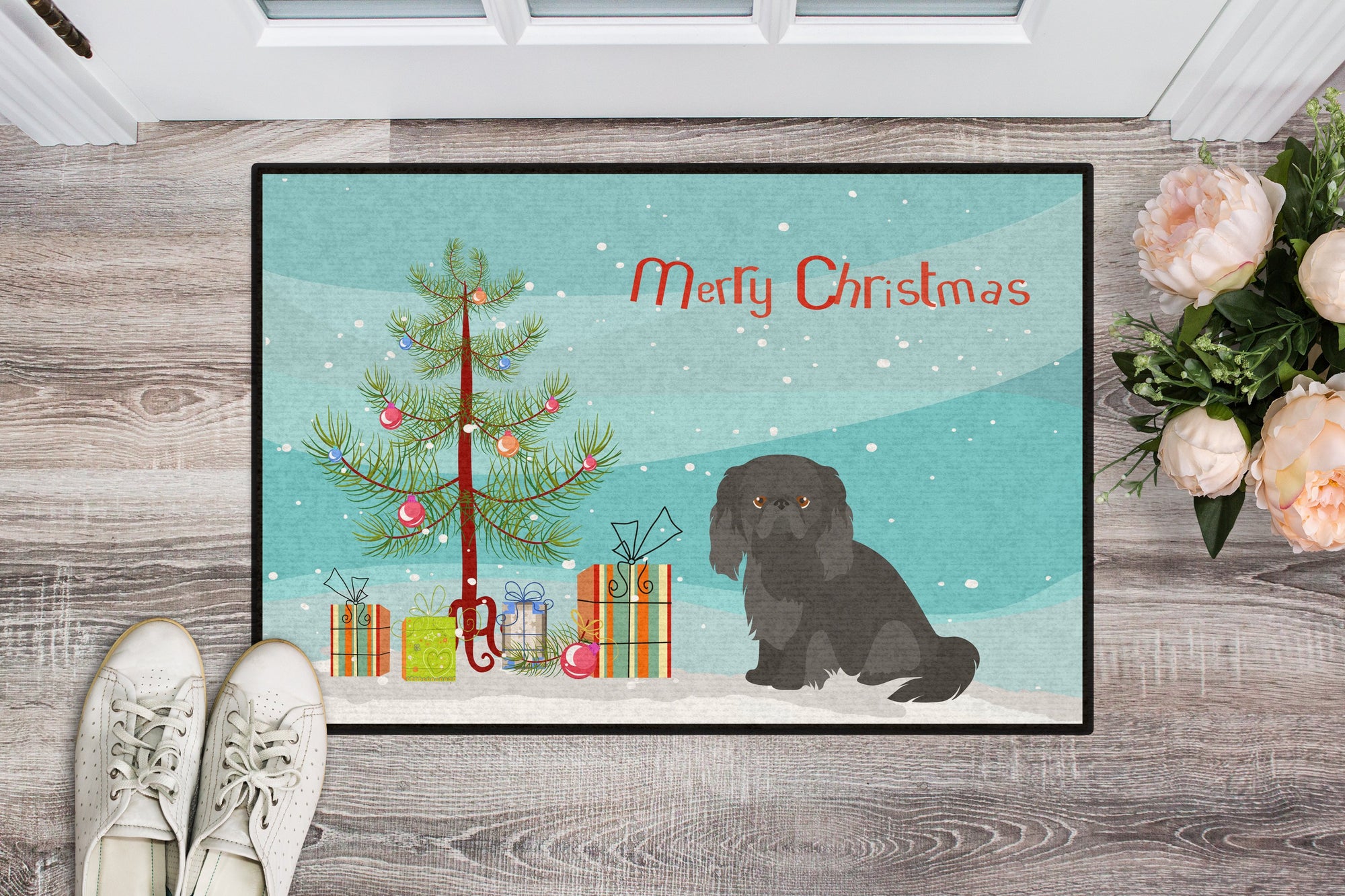 Pekingese Christmas Tree Indoor or Outdoor Mat 24x36 CK3505JMAT by Caroline's Treasures