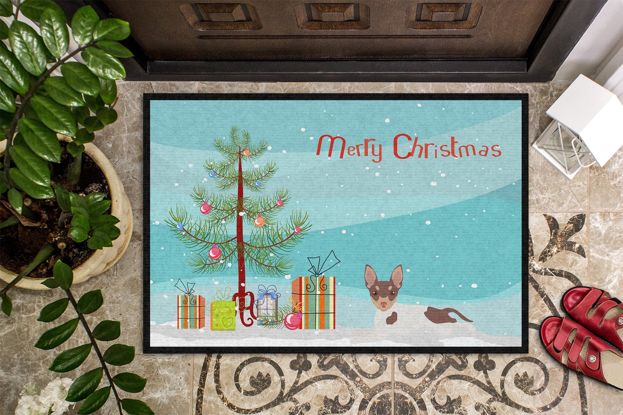 Toy Fox Terrier Christmas Tree Indoor or Outdoor Mat 24x36 CK3511JMAT by Caroline's Treasures