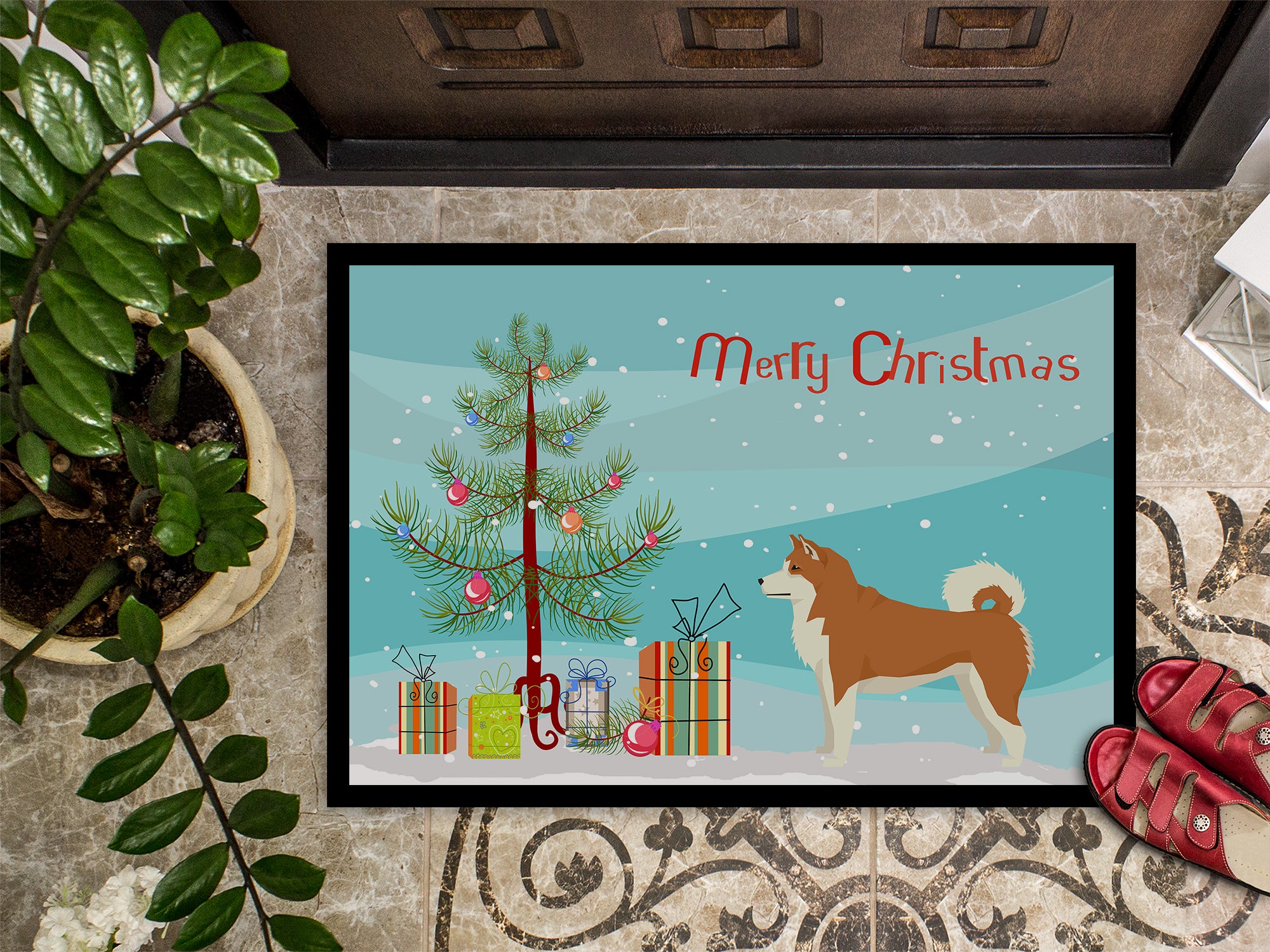 Akita Christmas Tree Indoor or Outdoor Mat 18x27 CK3512MAT - the-store.com