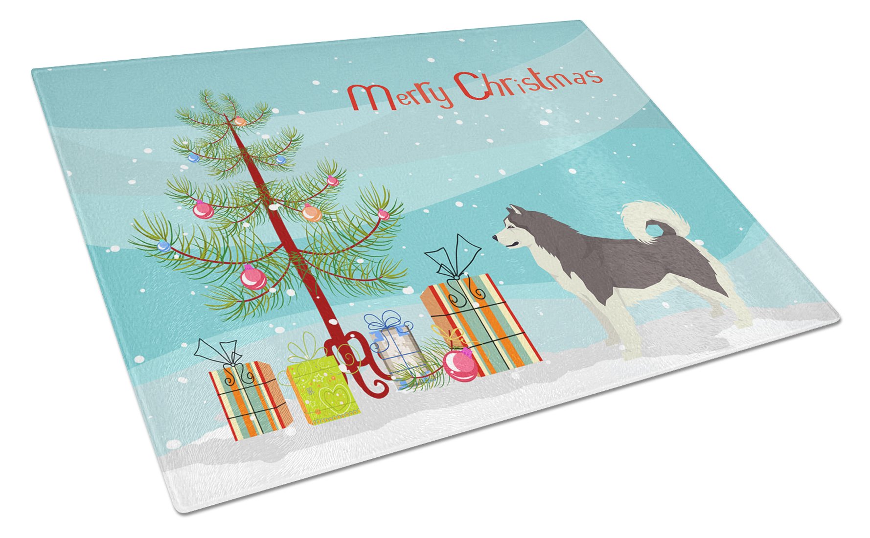 Alaskan Malamute Christmas Tree Glass Cutting Board Large CK3513LCB by Caroline's Treasures