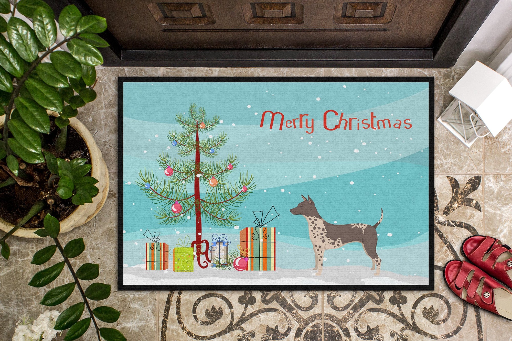 American Hairless Terrier Christmas Tree Indoor or Outdoor Mat 24x36 CK3514JMAT by Caroline's Treasures