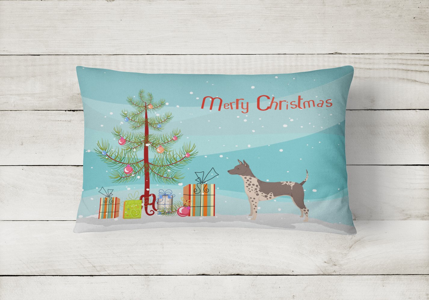 American Hairless Terrier Christmas Tree Canvas Fabric Decorative Pillow CK3514PW1216 by Caroline's Treasures