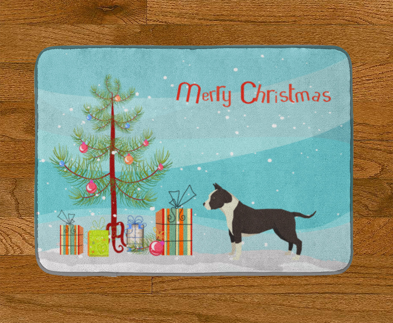 American Staffordshire Terrier Christmas Tree Machine Washable Memory Foam Mat CK3515RUG - the-store.com