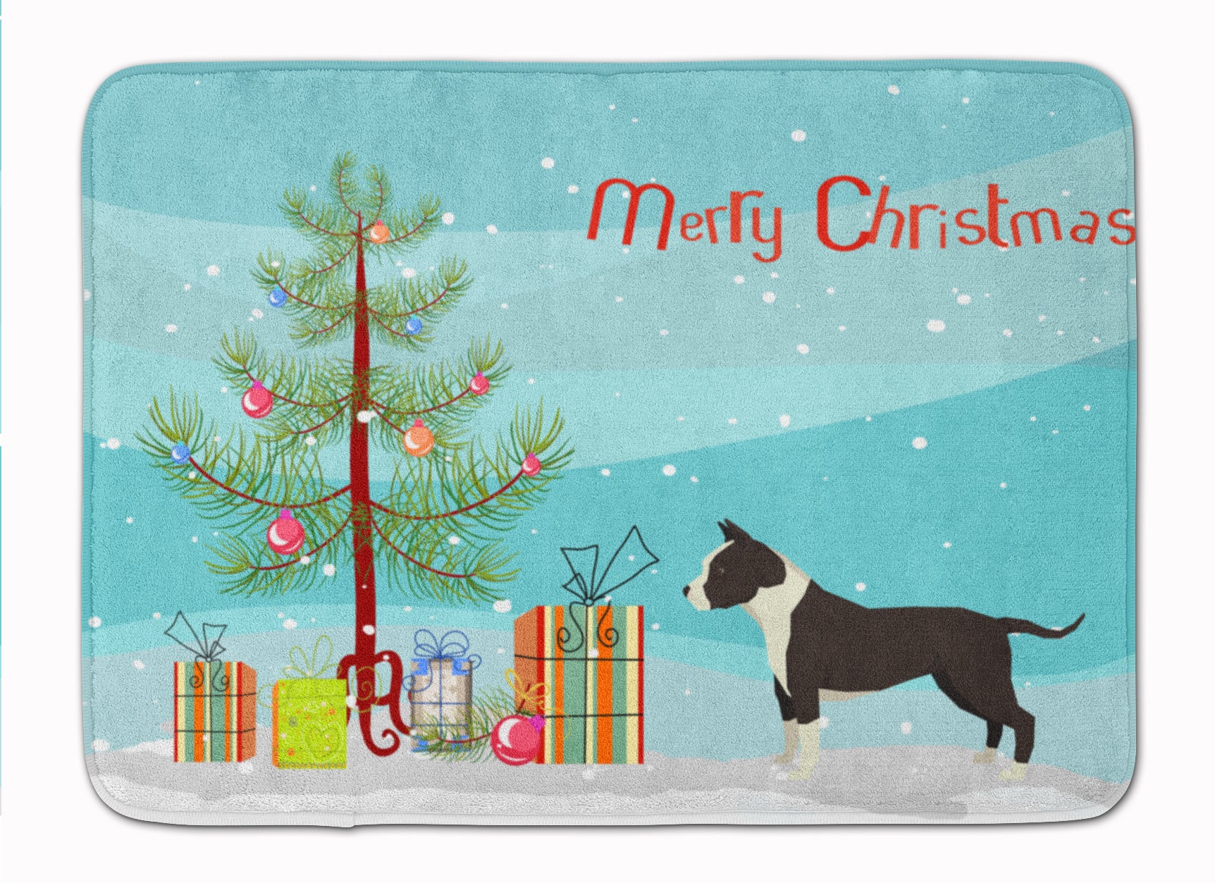 American Staffordshire Terrier Christmas Tree Machine Washable Memory Foam Mat CK3515RUG - the-store.com