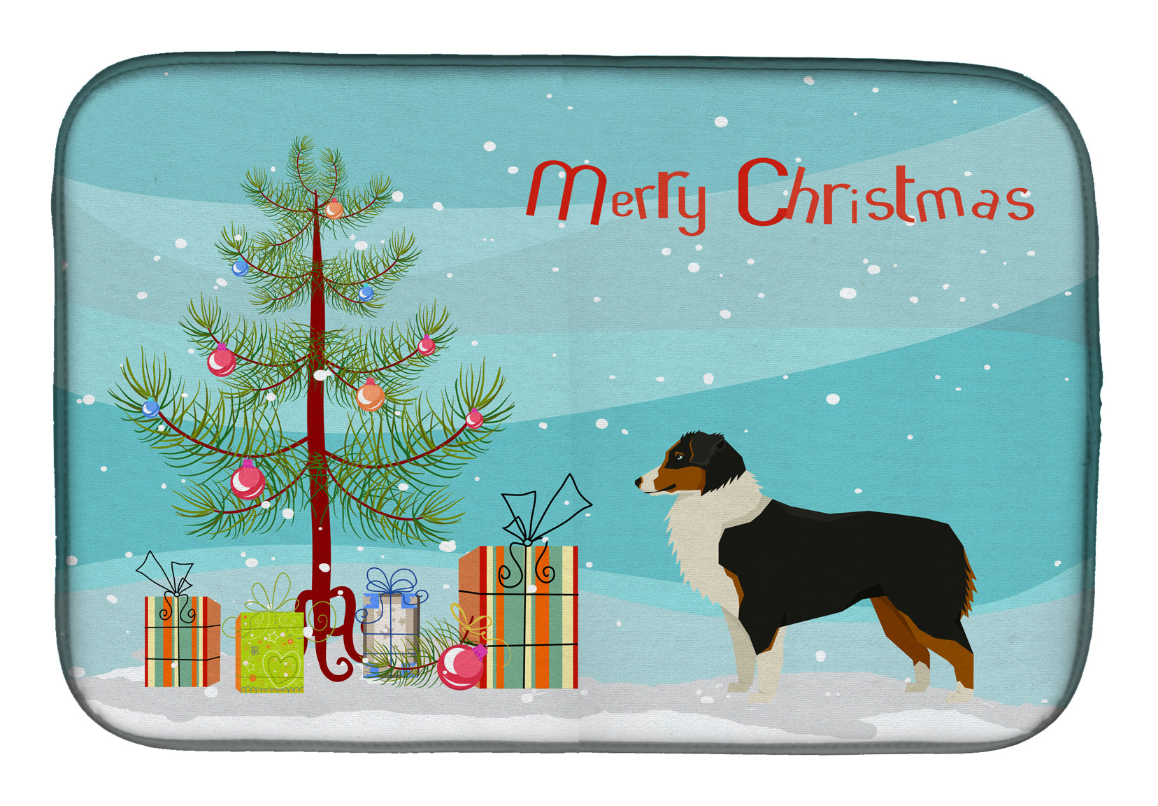 Australian Shepherd Christmas Tree Dish Drying Mat CK3516DDM  the-store.com.