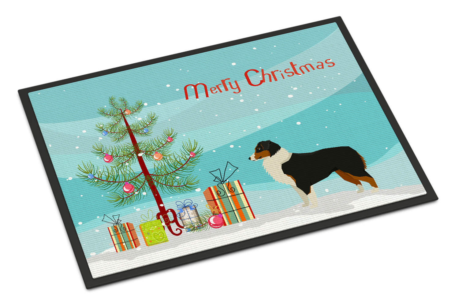 Australian Shepherd Christmas Tree Indoor or Outdoor Mat 18x27 CK3516MAT - the-store.com