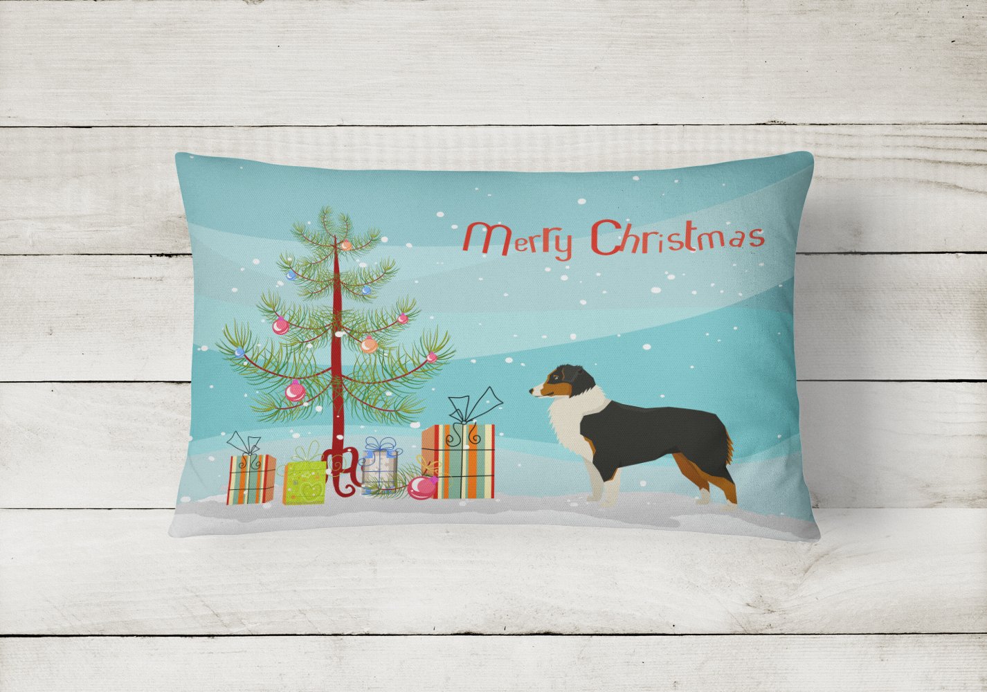 Australian Shepherd Christmas Tree Canvas Fabric Decorative Pillow CK3516PW1216 by Caroline's Treasures