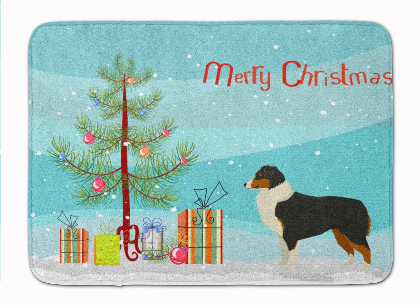 Australian Shepherd Christmas Tree Machine Washable Memory Foam Mat CK3516RUG - the-store.com