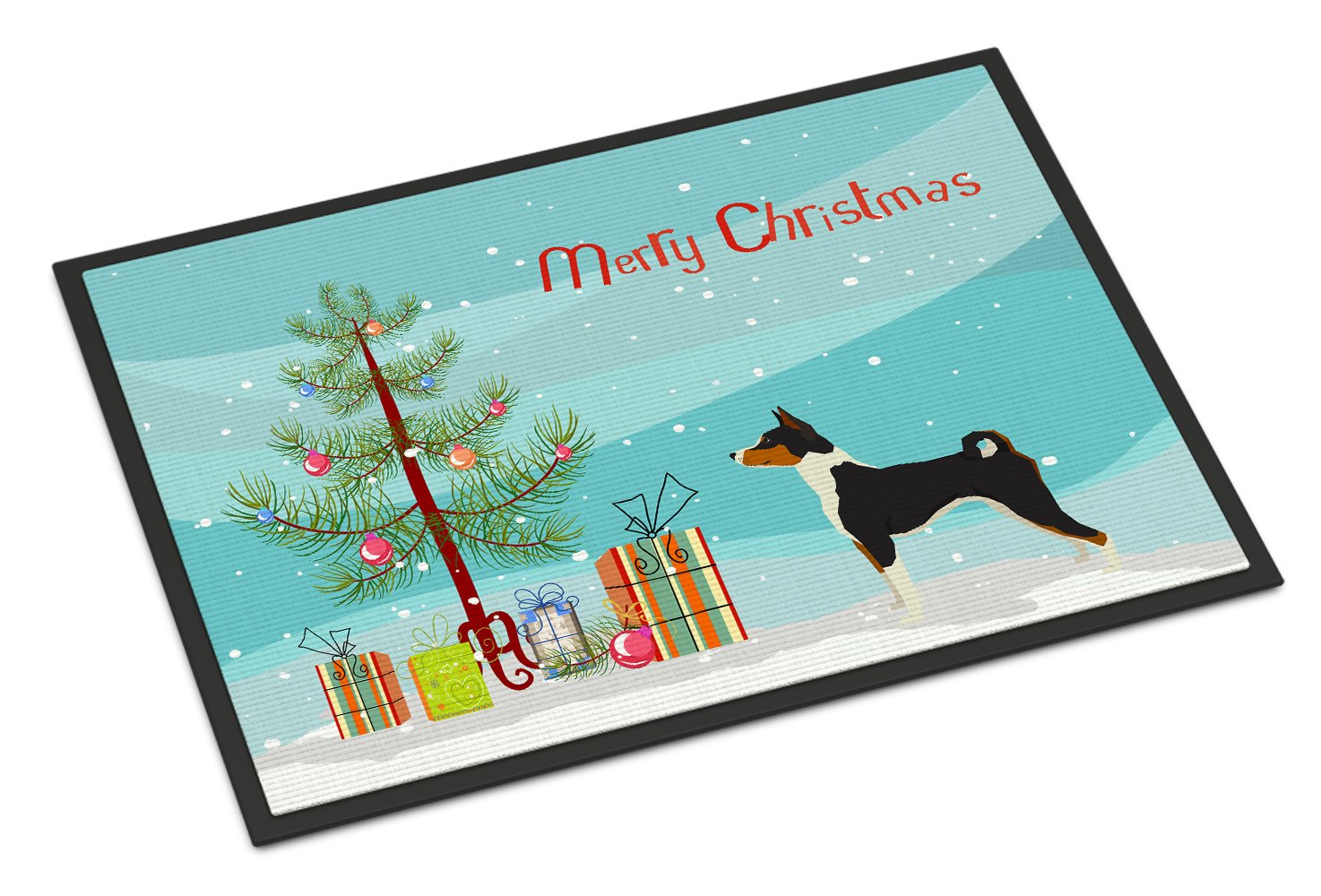 Basenji Christmas Tree Indoor or Outdoor Mat 24x36 CK3517JMAT by Caroline's Treasures