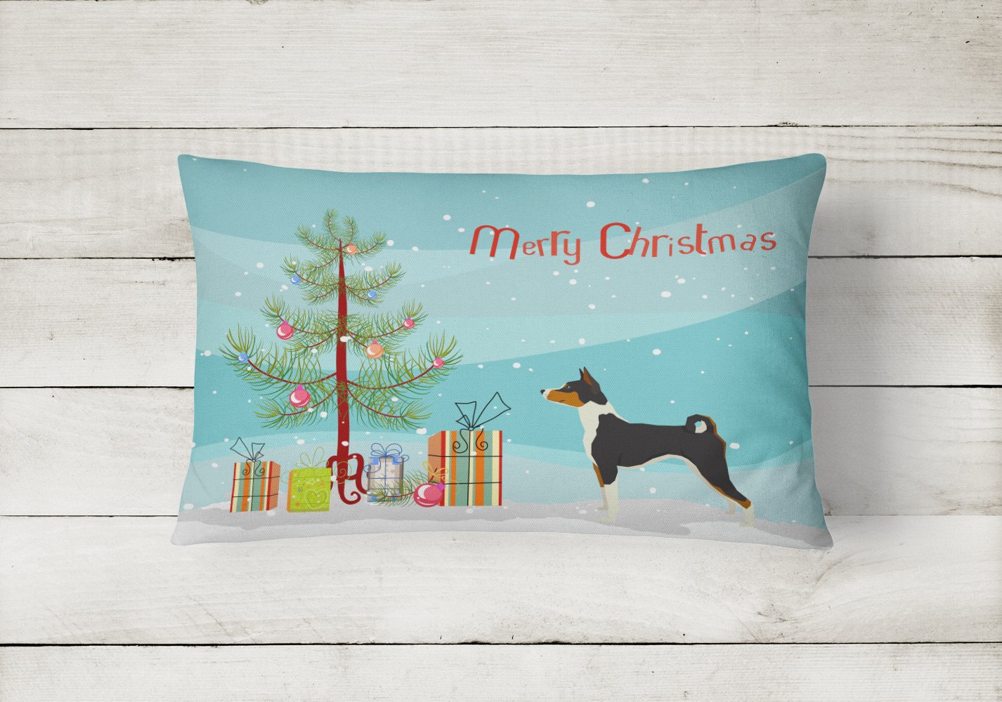 Basenji Christmas Tree Canvas Fabric Decorative Pillow CK3517PW1216 by Caroline's Treasures