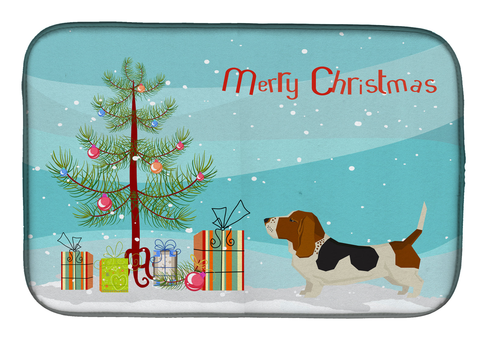 Basset Hound Christmas Tree Dish Drying Mat CK3518DDM  the-store.com.