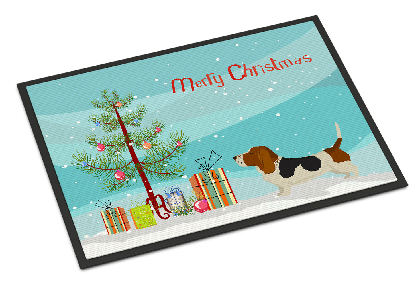 Basset Hound Christmas Tree Indoor or Outdoor Mat 18x27 CK3518MAT - the-store.com