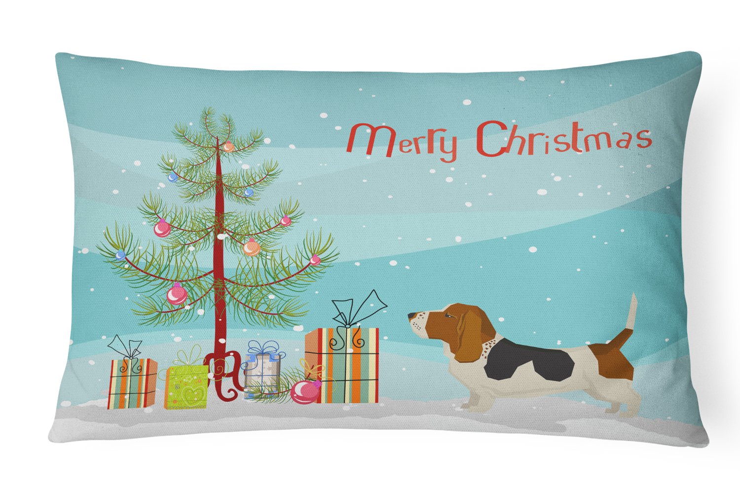 Basset Hound Christmas Tree Canvas Fabric Decorative Pillow CK3518PW1216 by Caroline's Treasures