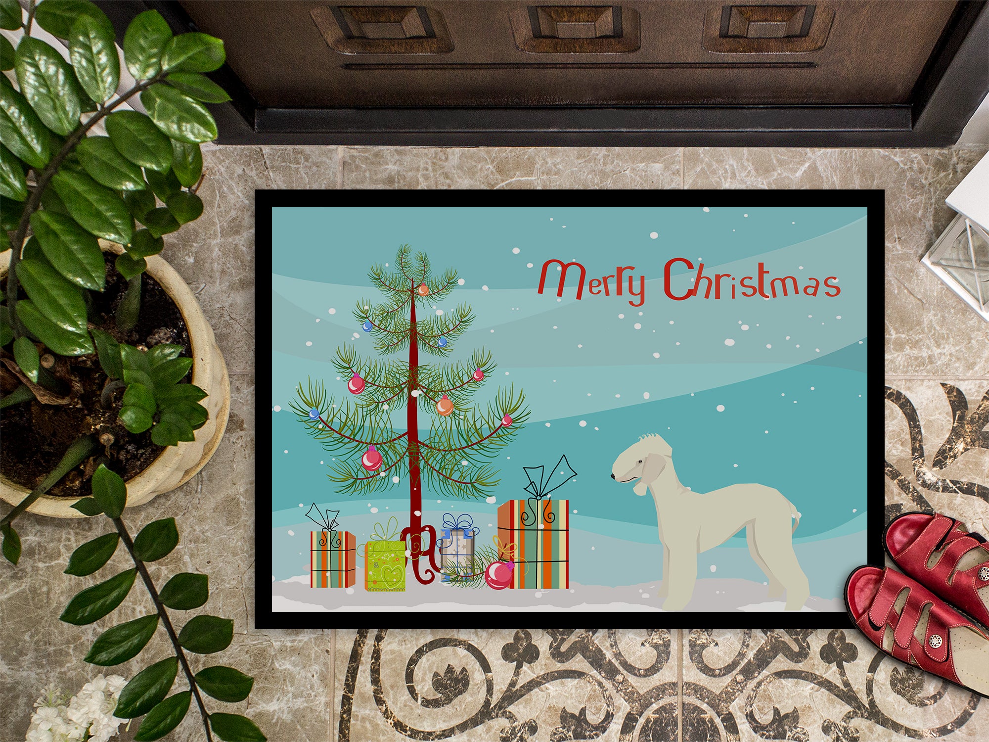 Bedlington Terrier Christmas Tree Indoor or Outdoor Mat 18x27 CK3520MAT - the-store.com