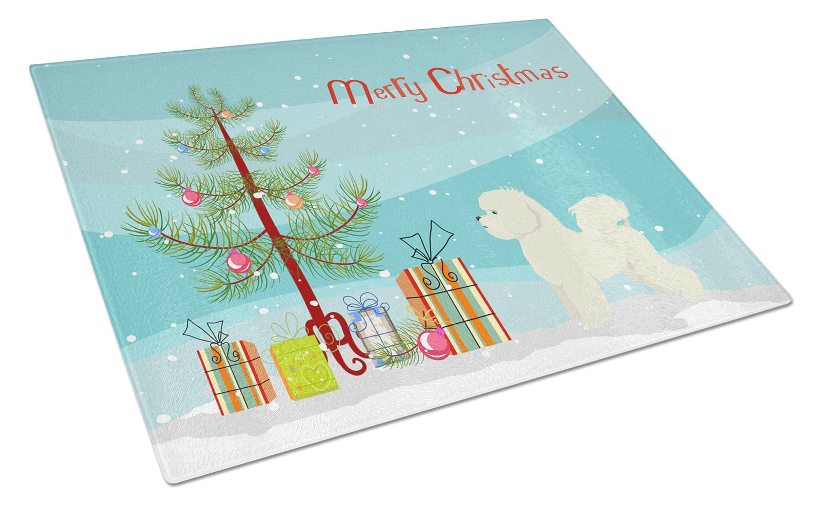 Bichon Frise Christmas Tree Glass Cutting Board Large CK3521LCB by Caroline's Treasures