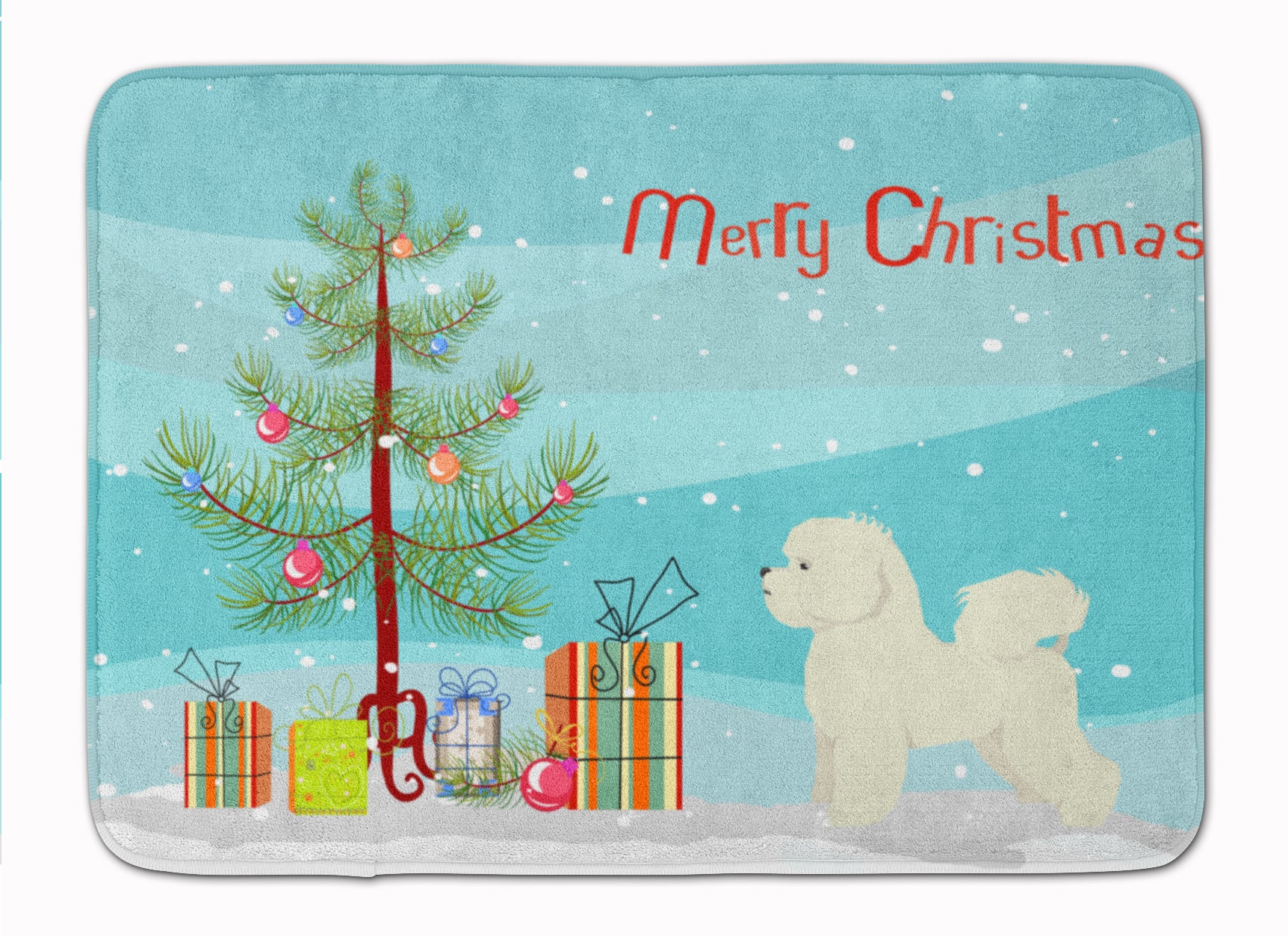 Bichon Frise Christmas Tree Machine Washable Memory Foam Mat CK3521RUG - the-store.com