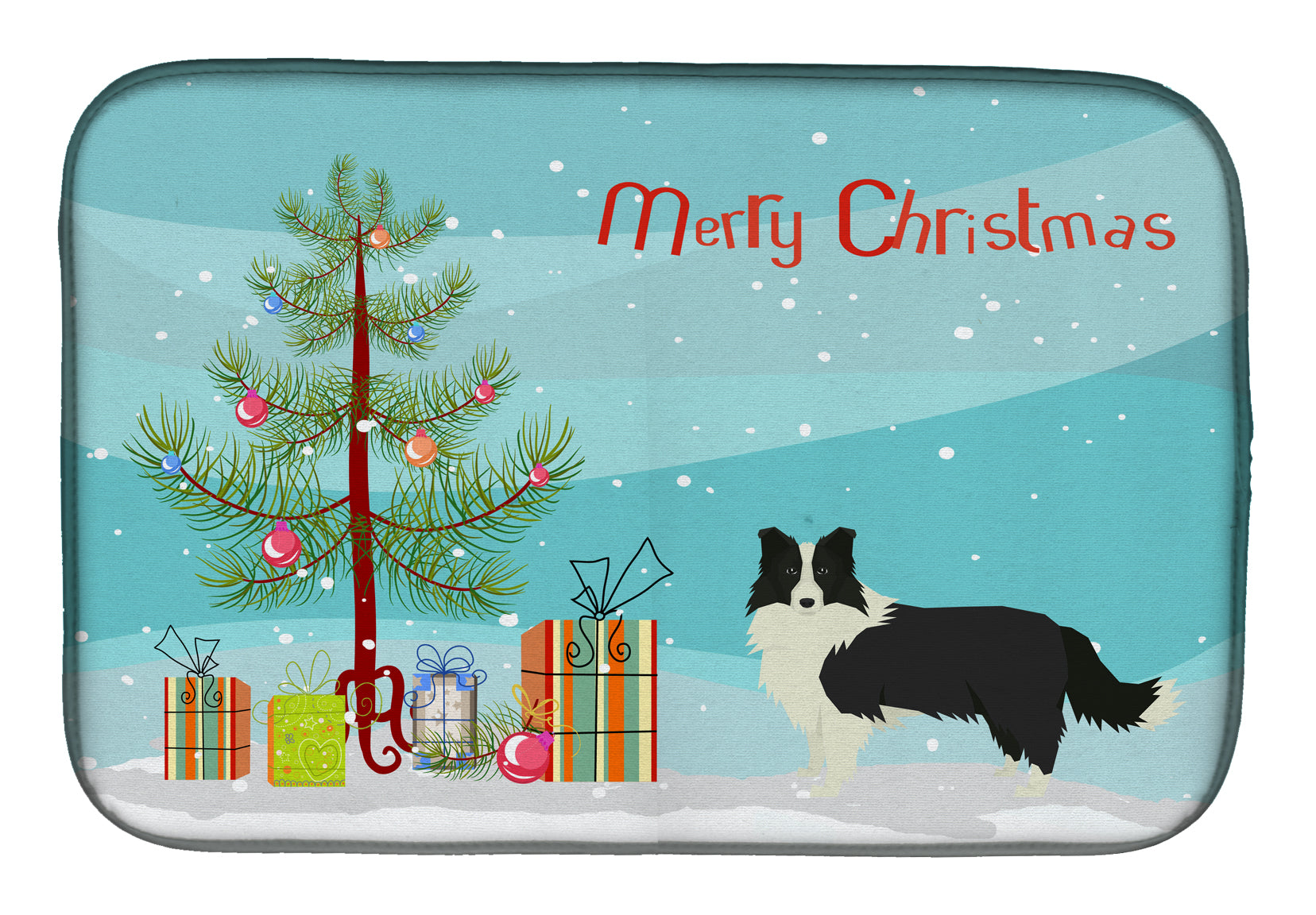 Border Collie Christmas Tree Dish Drying Mat CK3522DDM  the-store.com.