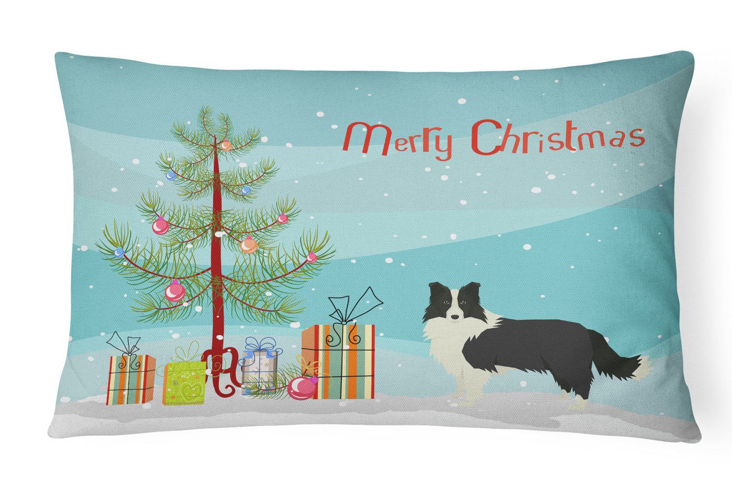 Border Collie Christmas Tree Canvas Fabric Decorative Pillow CK3522PW1216 by Caroline's Treasures