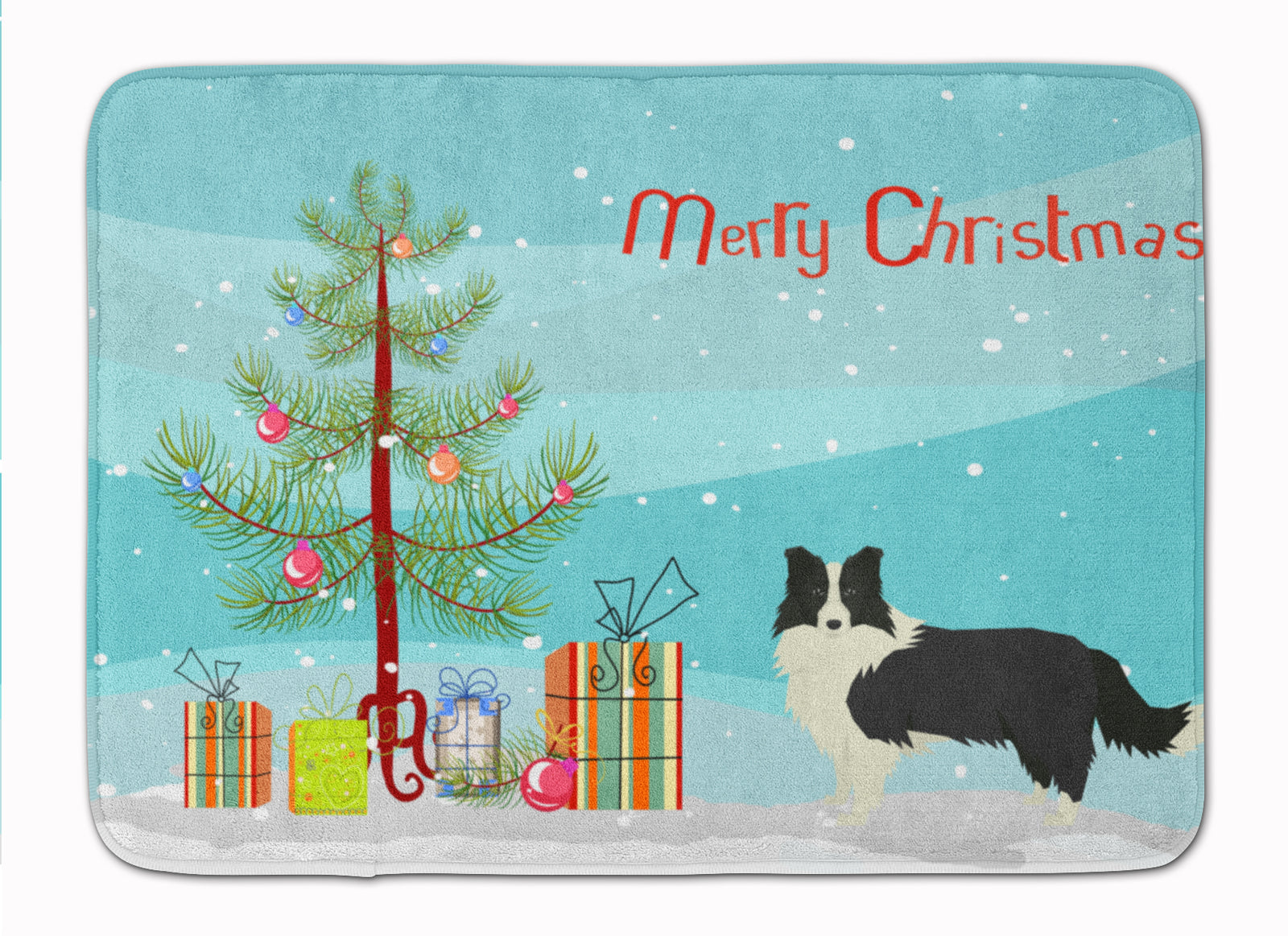 Border Collie Christmas Tree Machine Washable Memory Foam Mat CK3522RUG - the-store.com