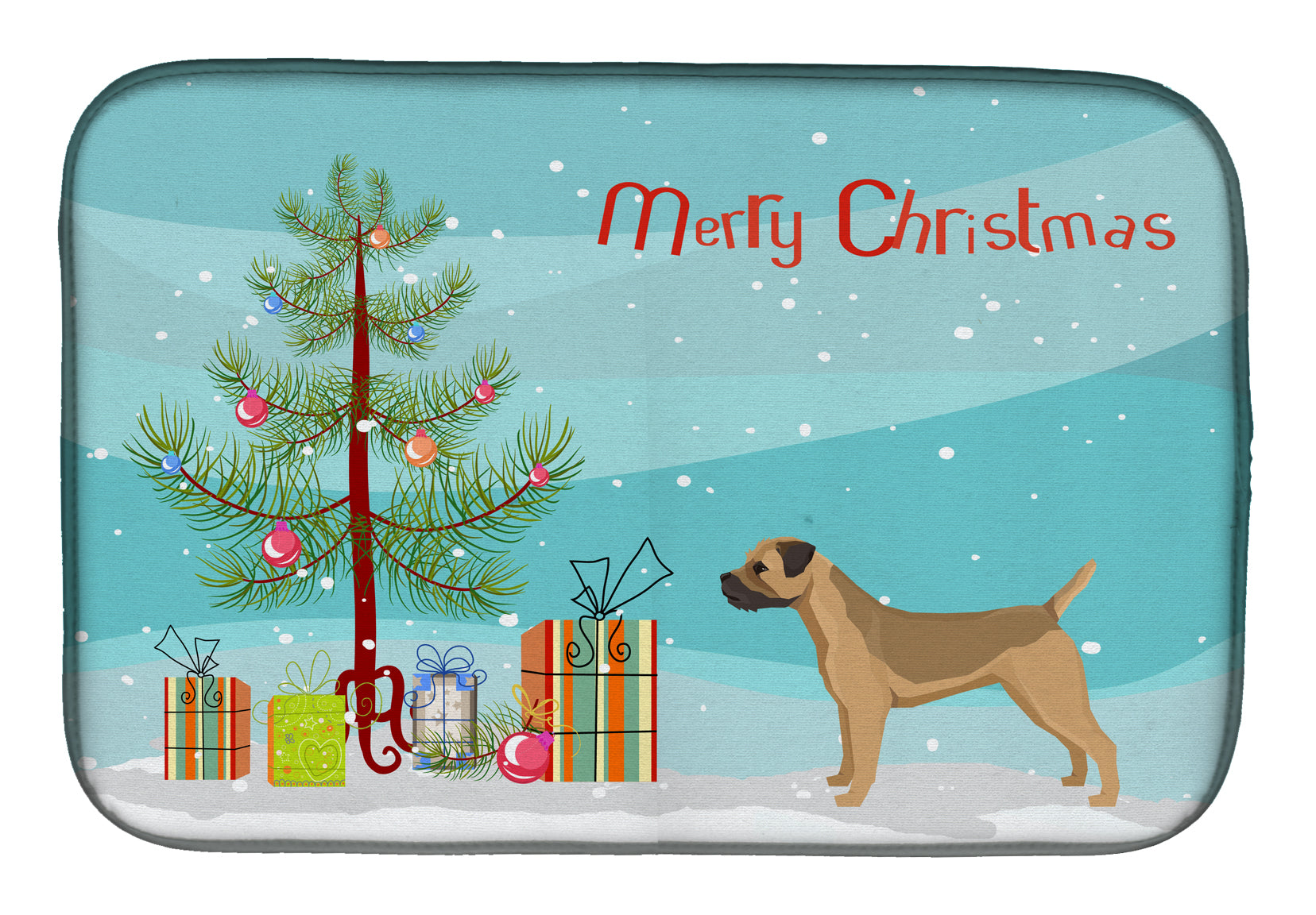 Border Terrier Christmas Tree Dish Drying Mat CK3523DDM  the-store.com.