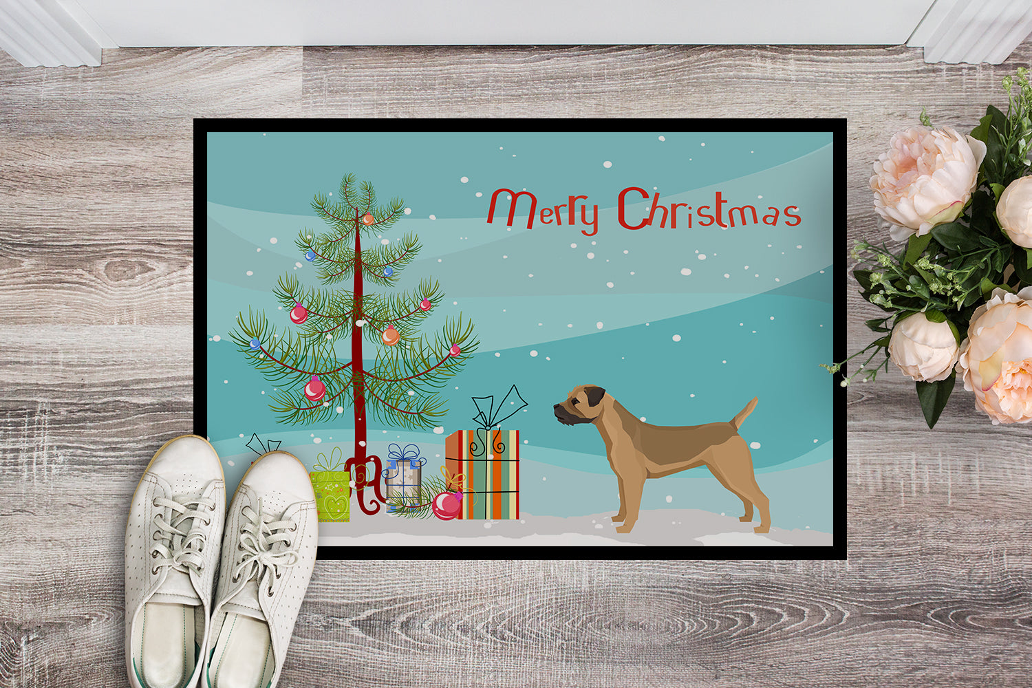 Border Terrier Christmas Tree Indoor or Outdoor Mat 18x27 CK3523MAT - the-store.com