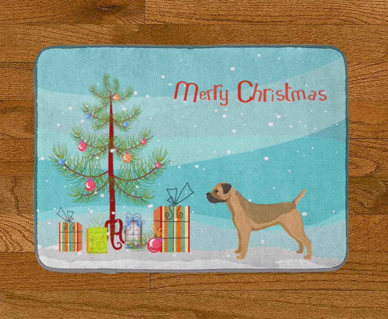 Border Terrier Christmas Tree Machine Washable Memory Foam Mat CK3523RUG - the-store.com