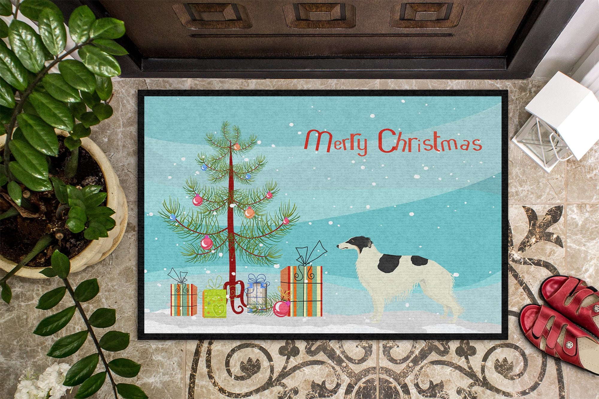 Borzoi Christmas Tree Indoor or Outdoor Mat 24x36 CK3524JMAT by Caroline's Treasures