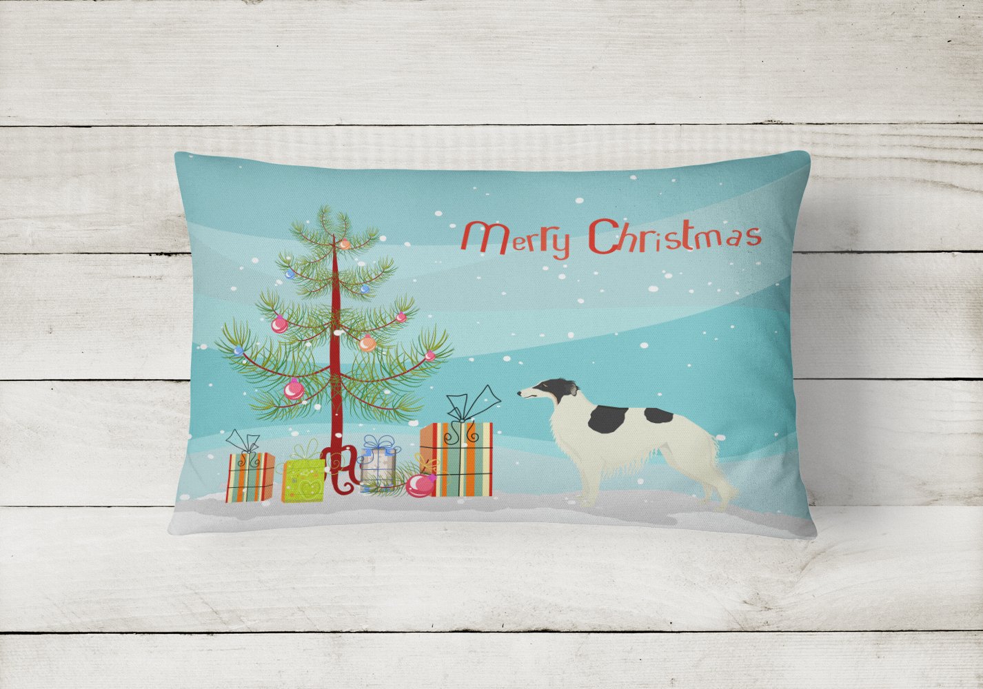 Borzoi Christmas Tree Canvas Fabric Decorative Pillow CK3524PW1216 by Caroline's Treasures