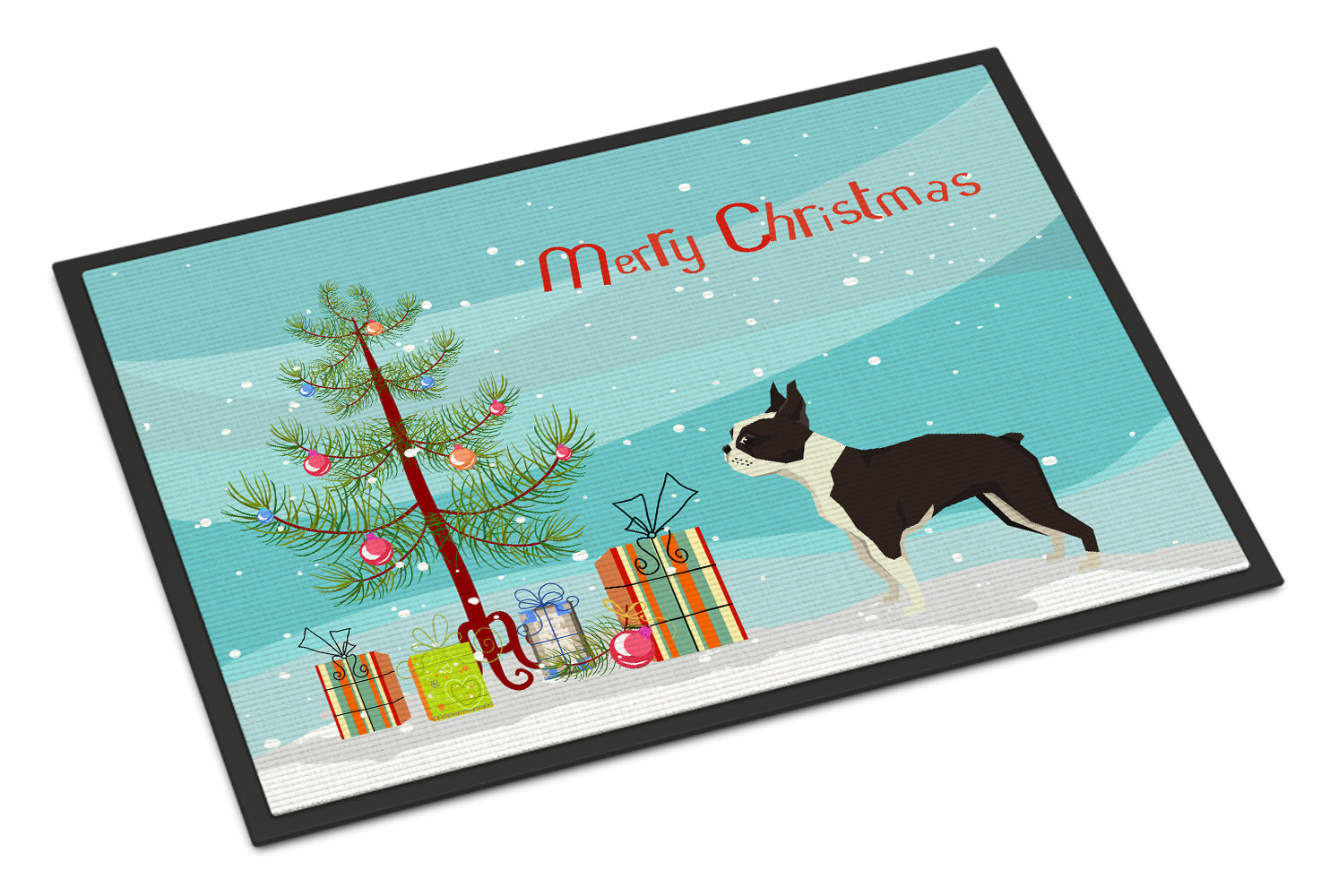 Boston Terrier Christmas Tree Indoor or Outdoor Mat 18x27 CK3525MAT - the-store.com