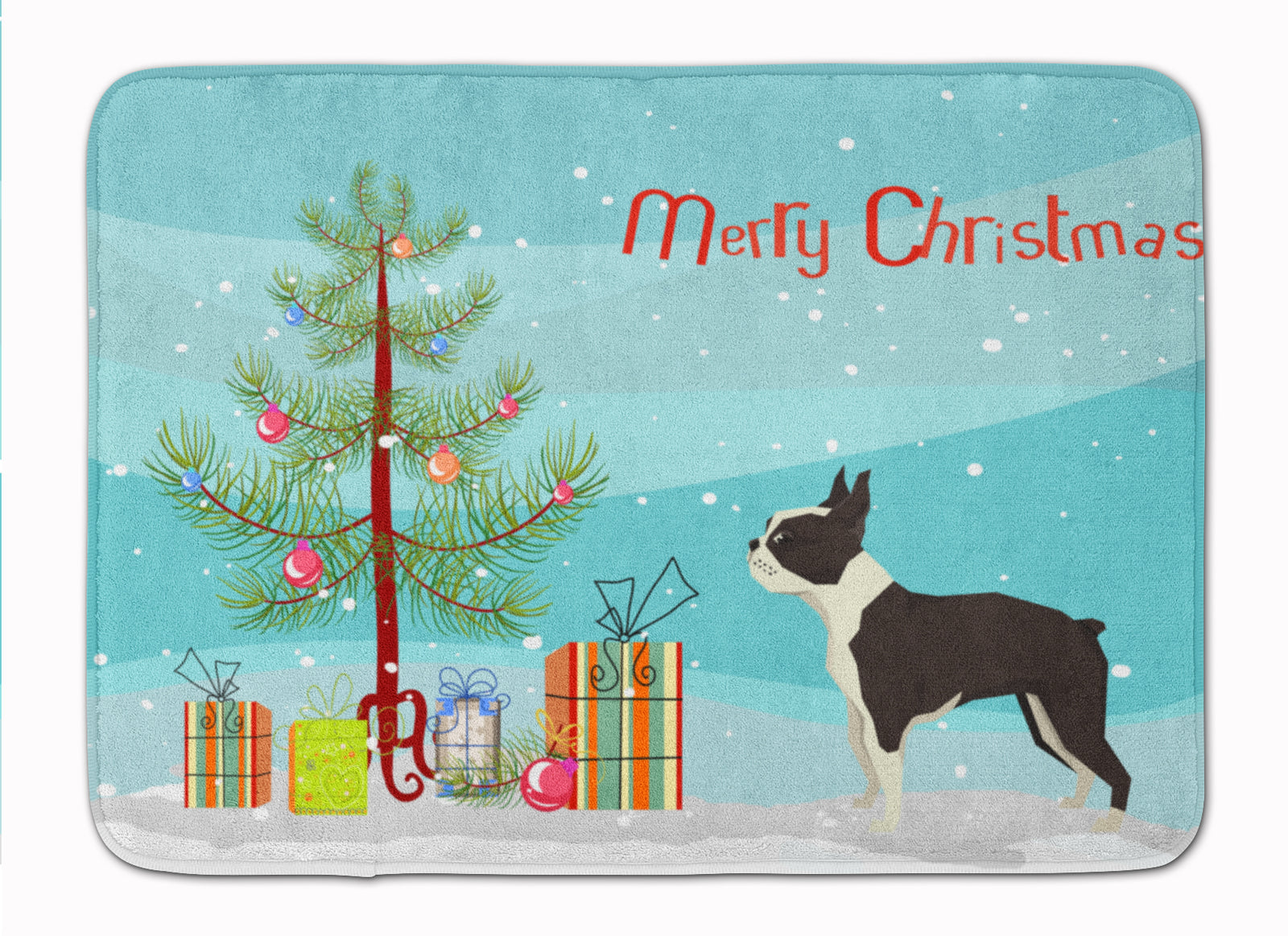 Boston Terrier Christmas Tree Machine Washable Memory Foam Mat CK3525RUG - the-store.com