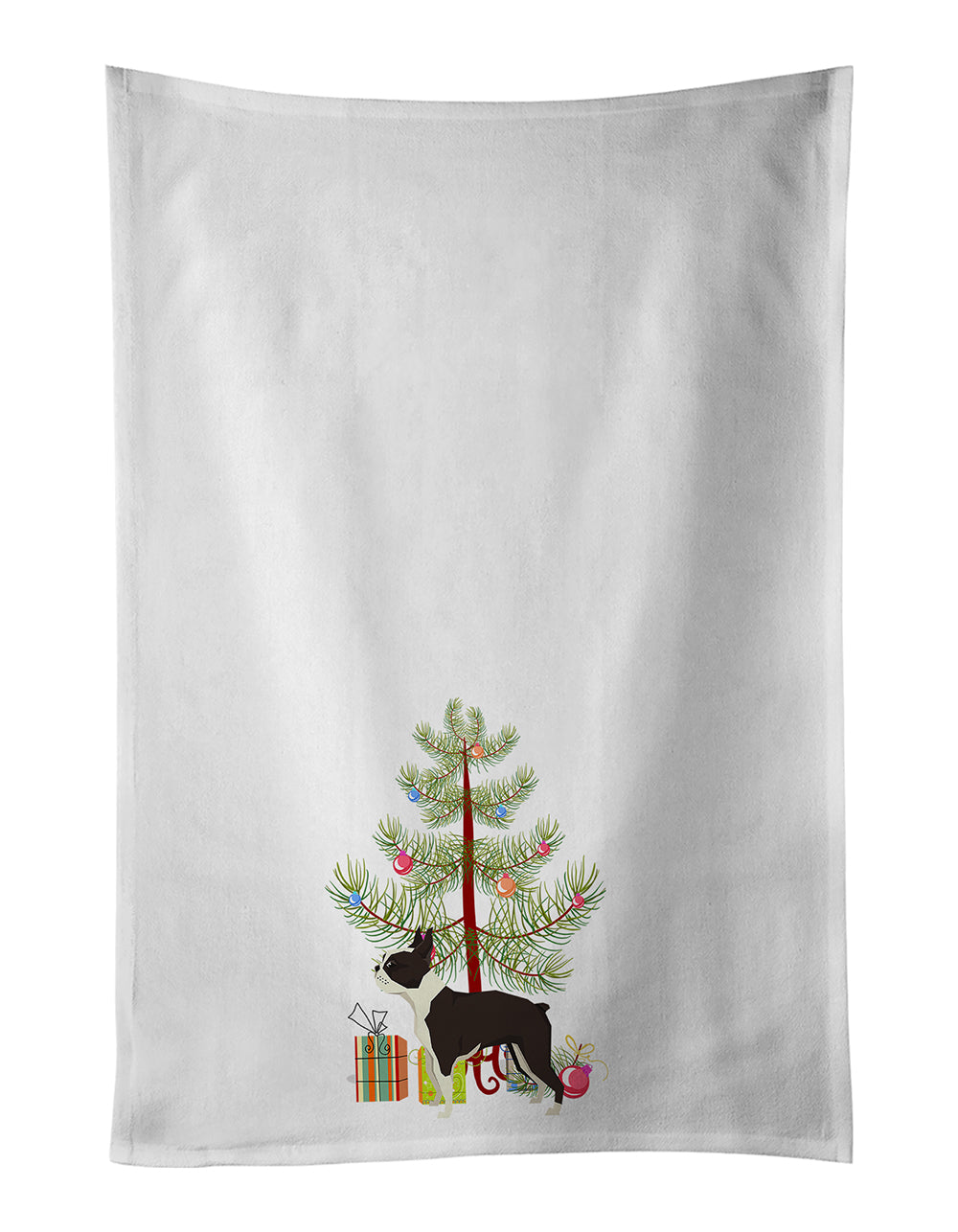 Buy this Boston Terrier Christmas Tree White Kitchen Towel Set of 2