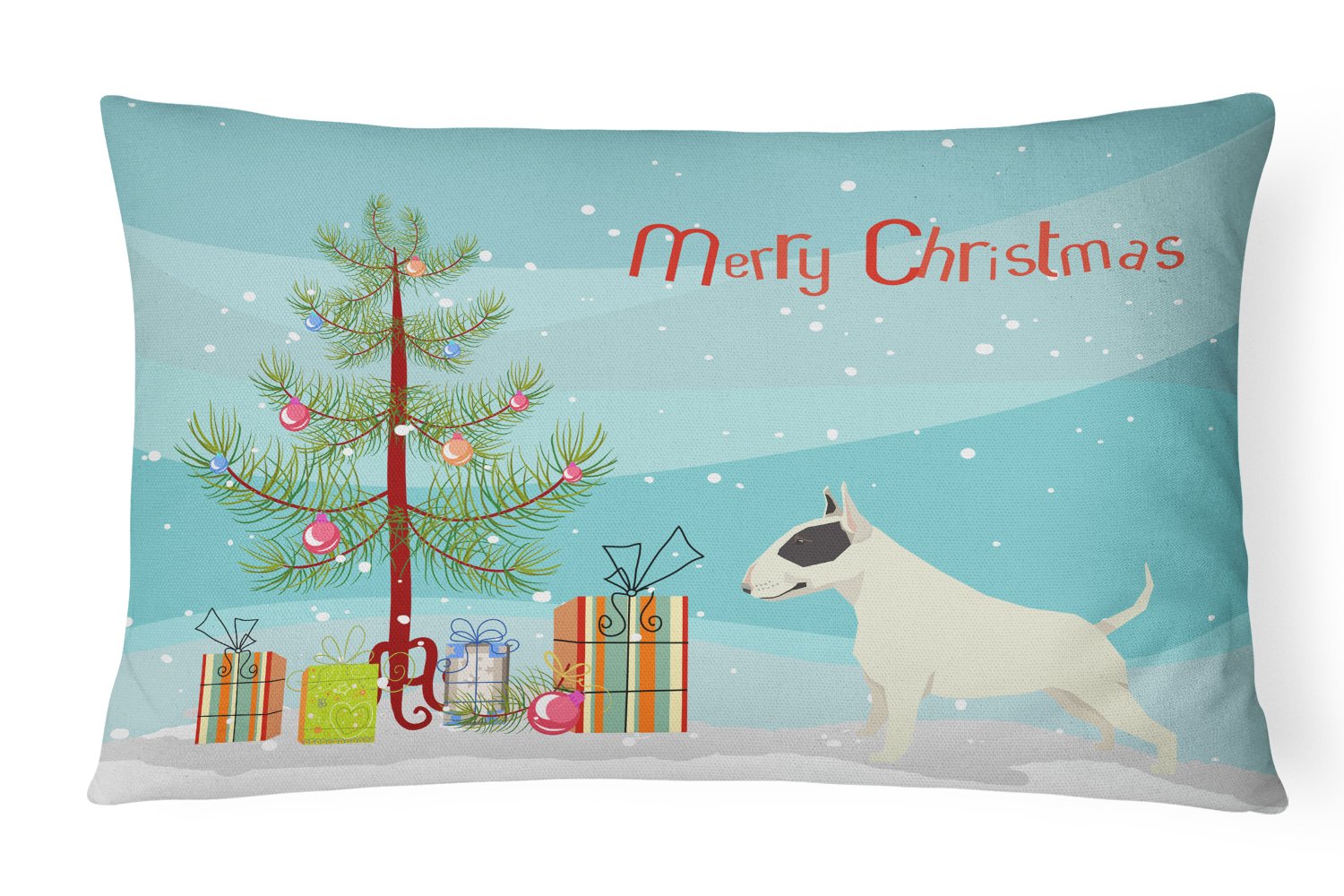 Black and White Bull Terrier Christmas Tree Canvas Fabric Decorative Pillow CK3527PW1216 by Caroline's Treasures