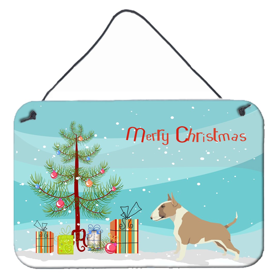 Fawn and White Bull Terrier Christmas Tree Wall or Door Hanging Prints CK3528DS812 by Caroline&#39;s Treasures