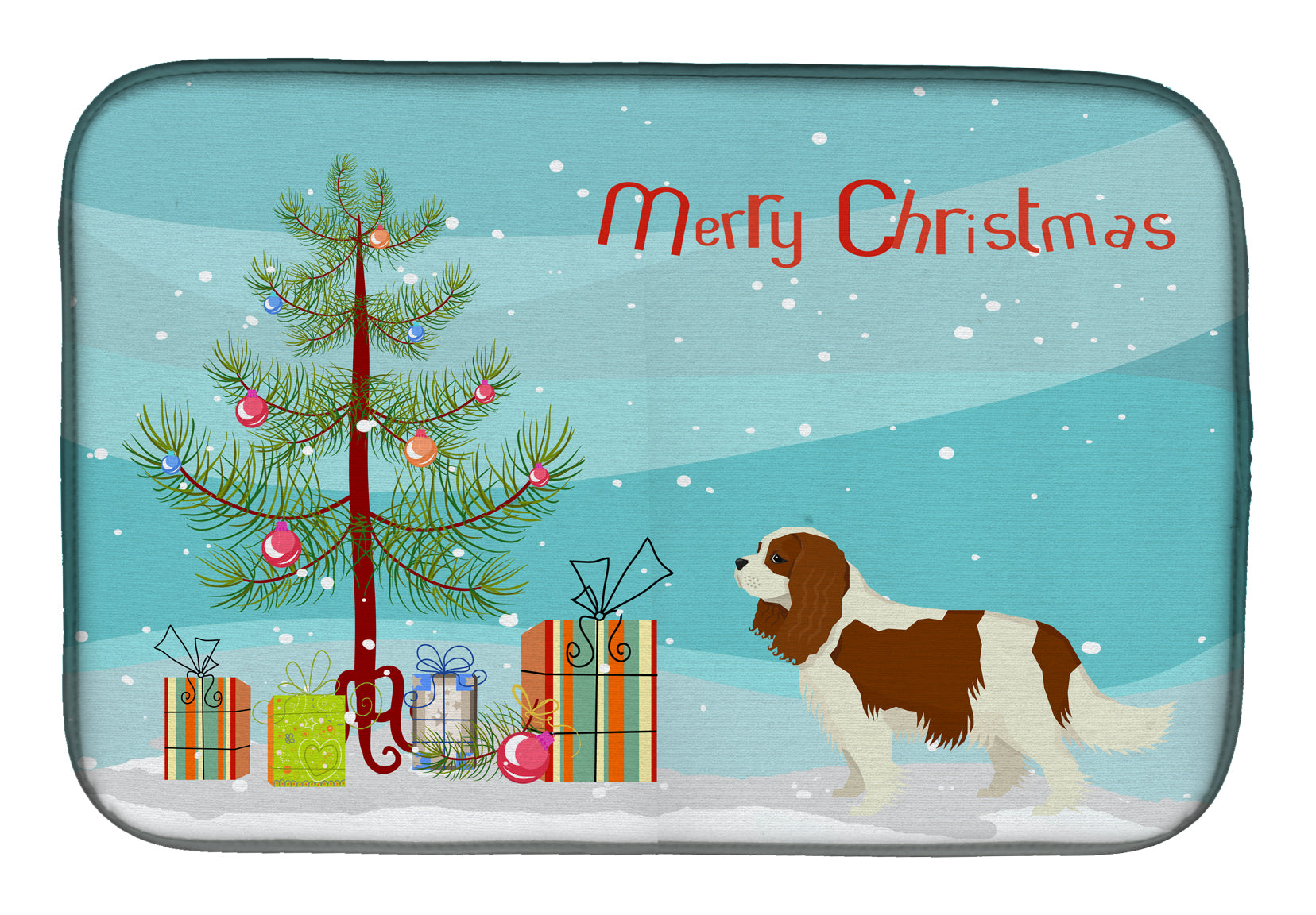 Cavalier Spaniel Christmas Tree Dish Drying Mat CK3529DDM  the-store.com.