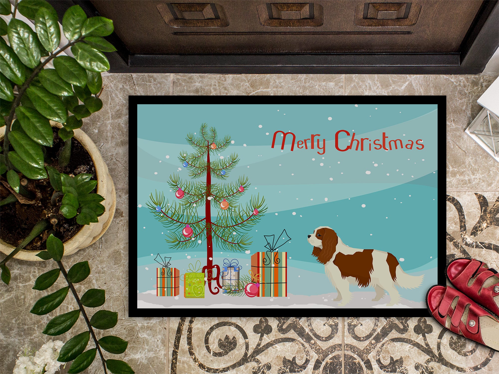 Cavalier Spaniel Christmas Tree Indoor or Outdoor Mat 18x27 CK3529MAT - the-store.com